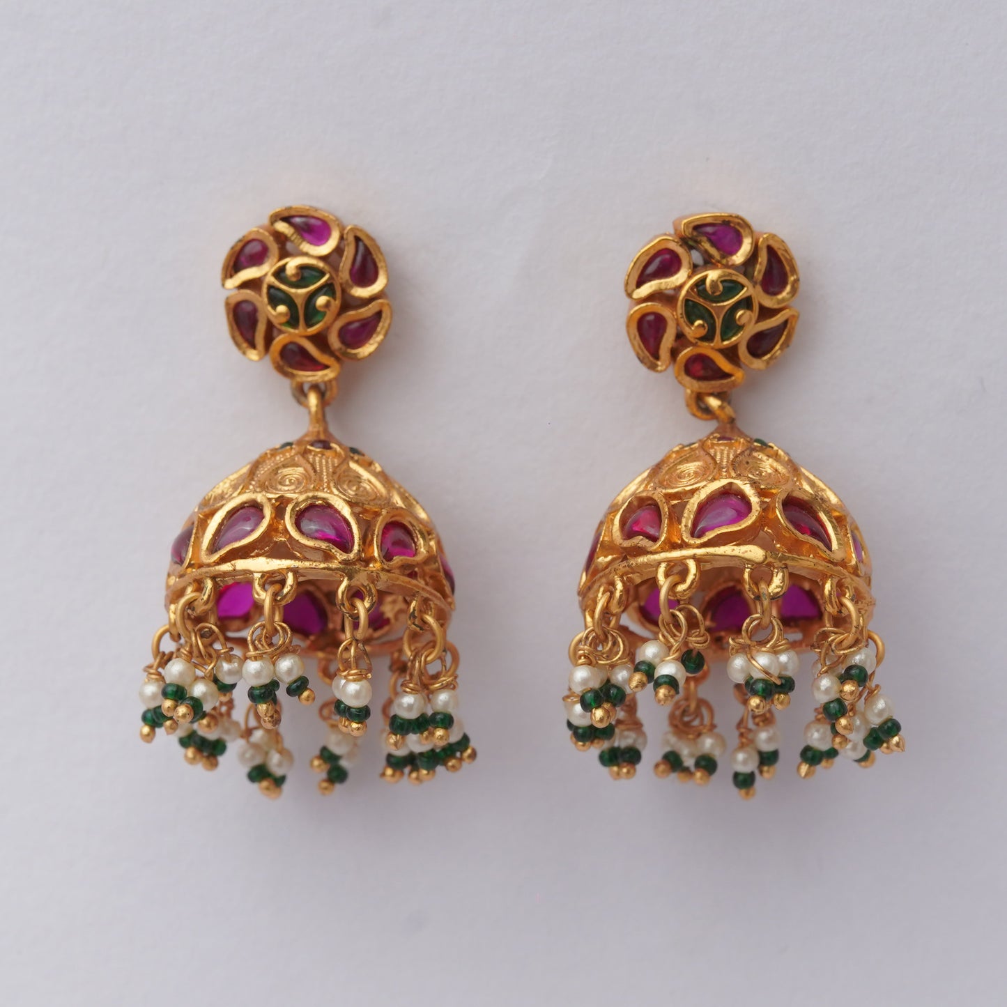 Ruby & Green Bridal Ethnic Traditional Jhumka