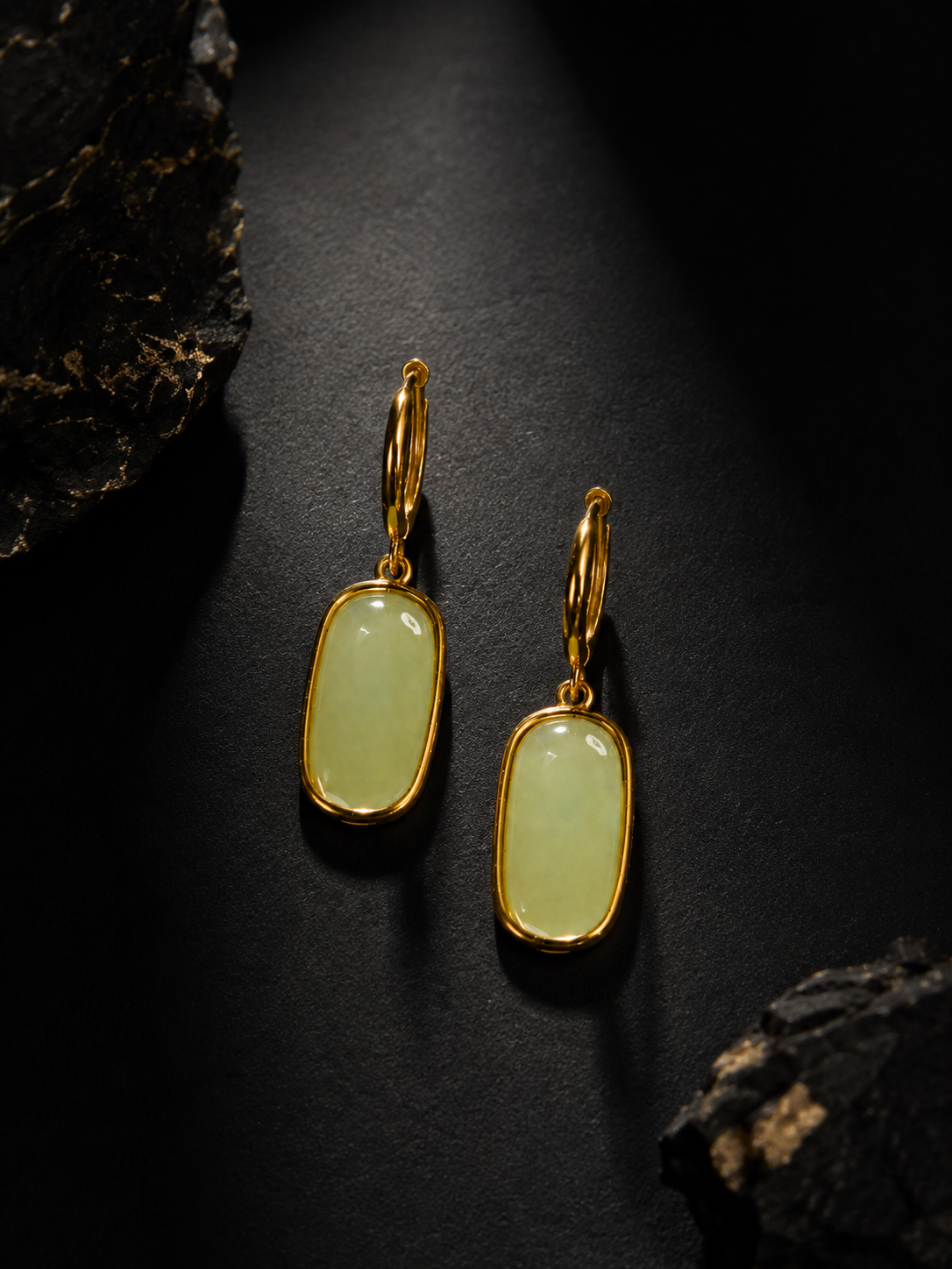Golden Glow Green Gemstone Drop Earrings