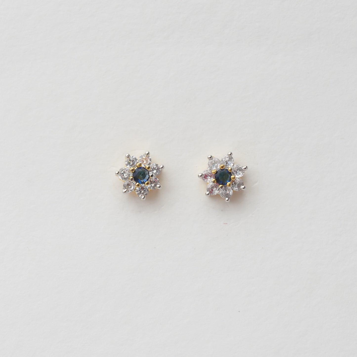 Zircon Diamond Blue Sapphire Stone Stud Earring