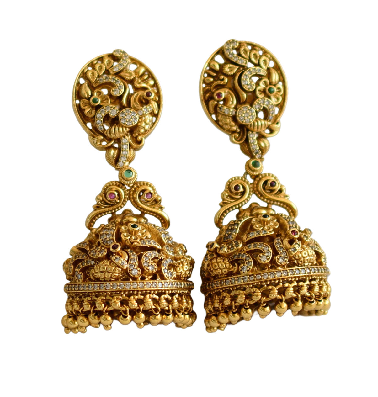 Bridal gold Jhumka Temple Finish Ethnic Traditional Earring F55