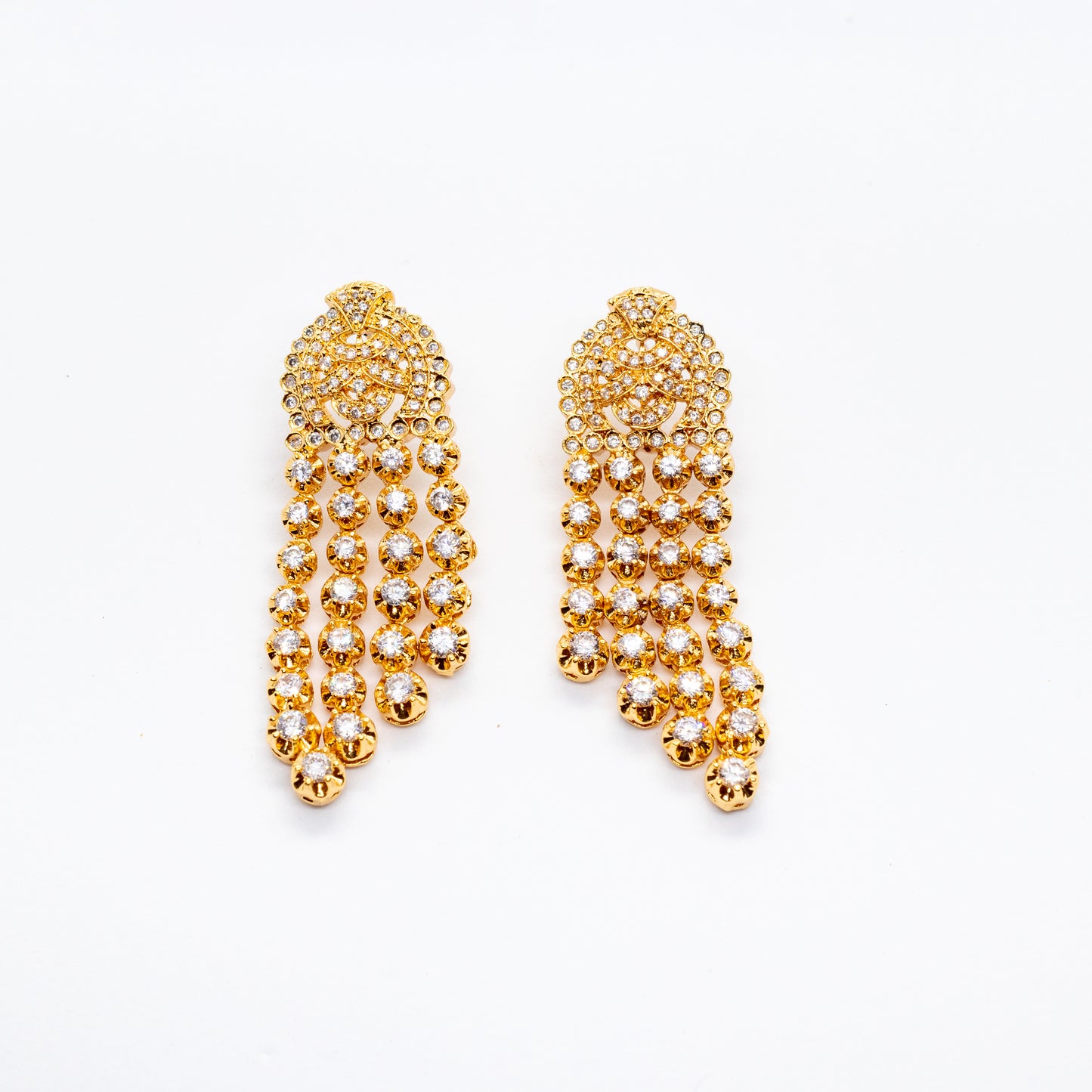 Zircon Diamond Gold Cocktail Earring