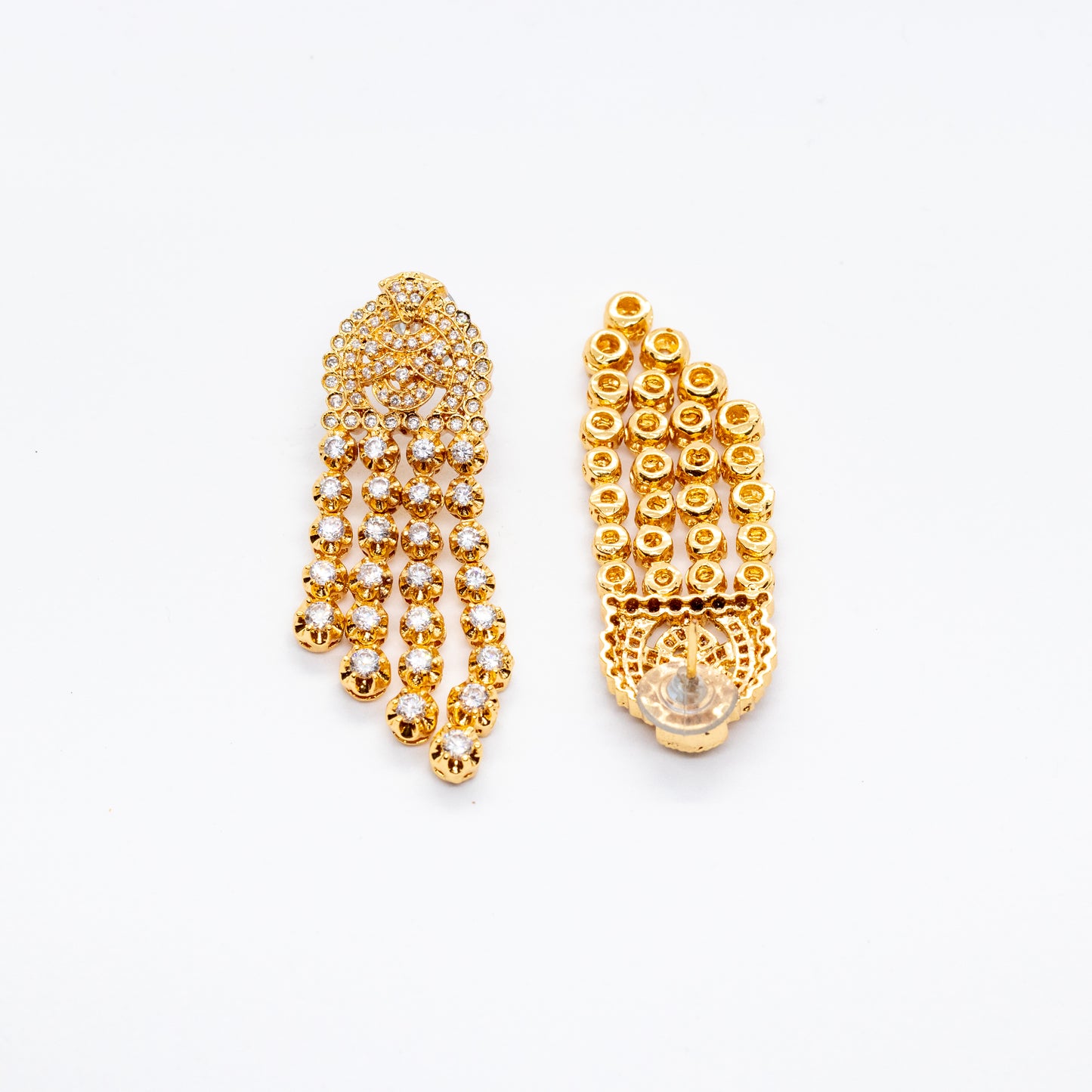 Zircon Diamond Gold Cocktail Earring