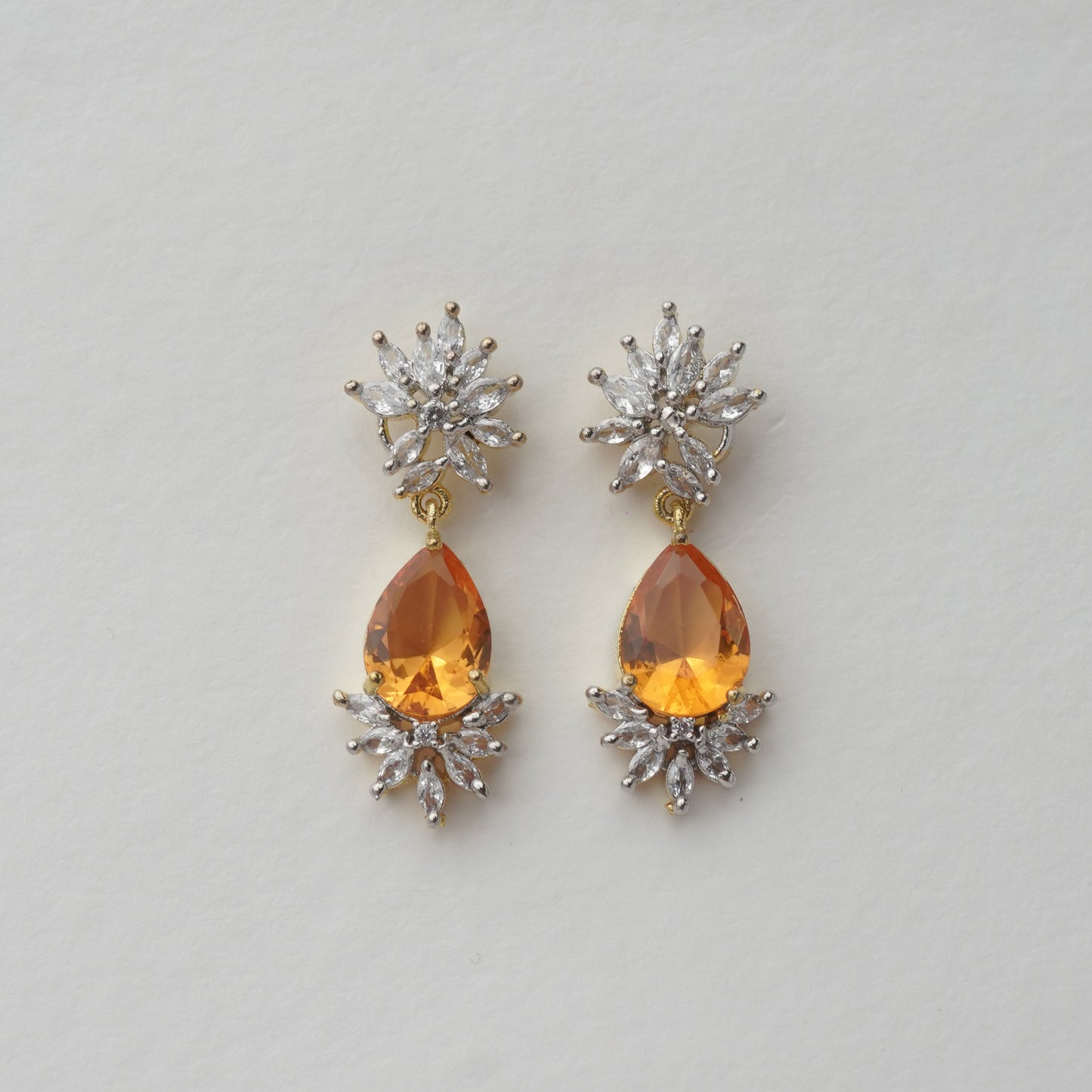 Zircon Diamond Yellow Stone Cocktail Earring