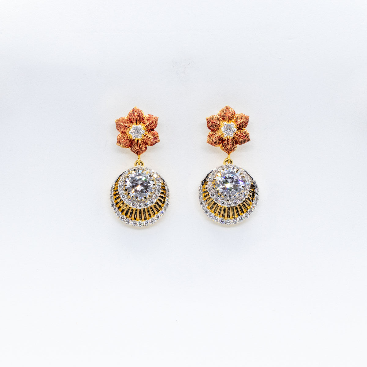 Floral Radiance Crystal Drop Earrings