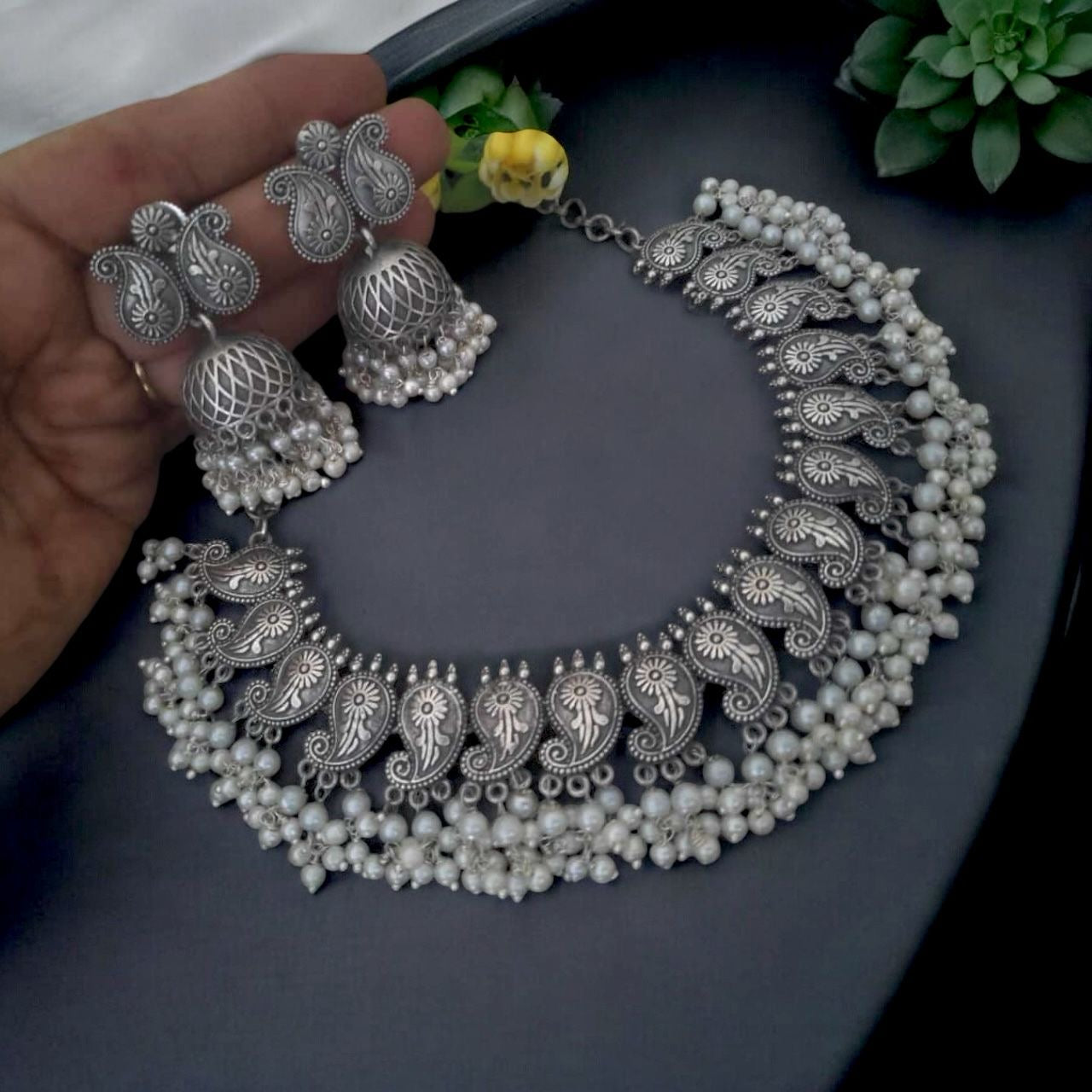 LOLstudio Silver Handwork Pearl Necklace Set F7