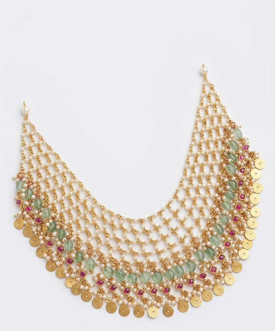 Silver Pearl Ruby Necklace