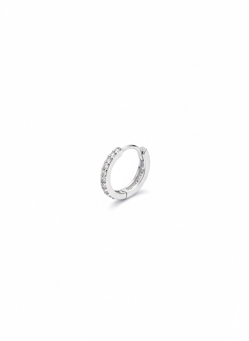 Small Hoop Zircon Silver Earrings