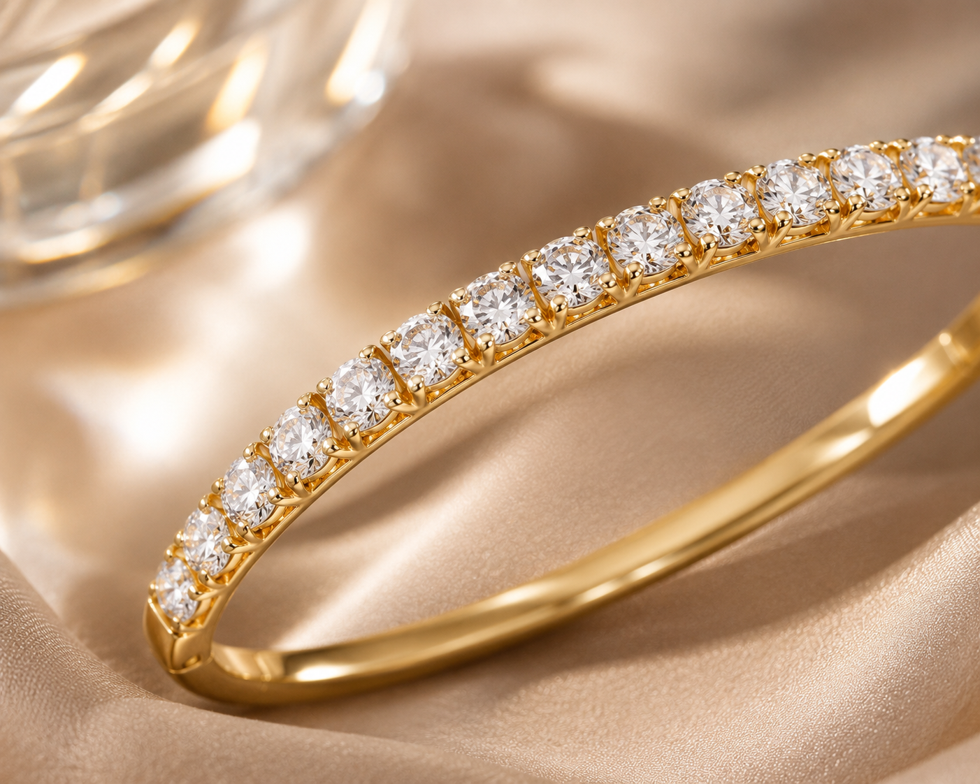 Luxury Gold Crystal Tennis Bracelet – Elegant Everyday Glamour