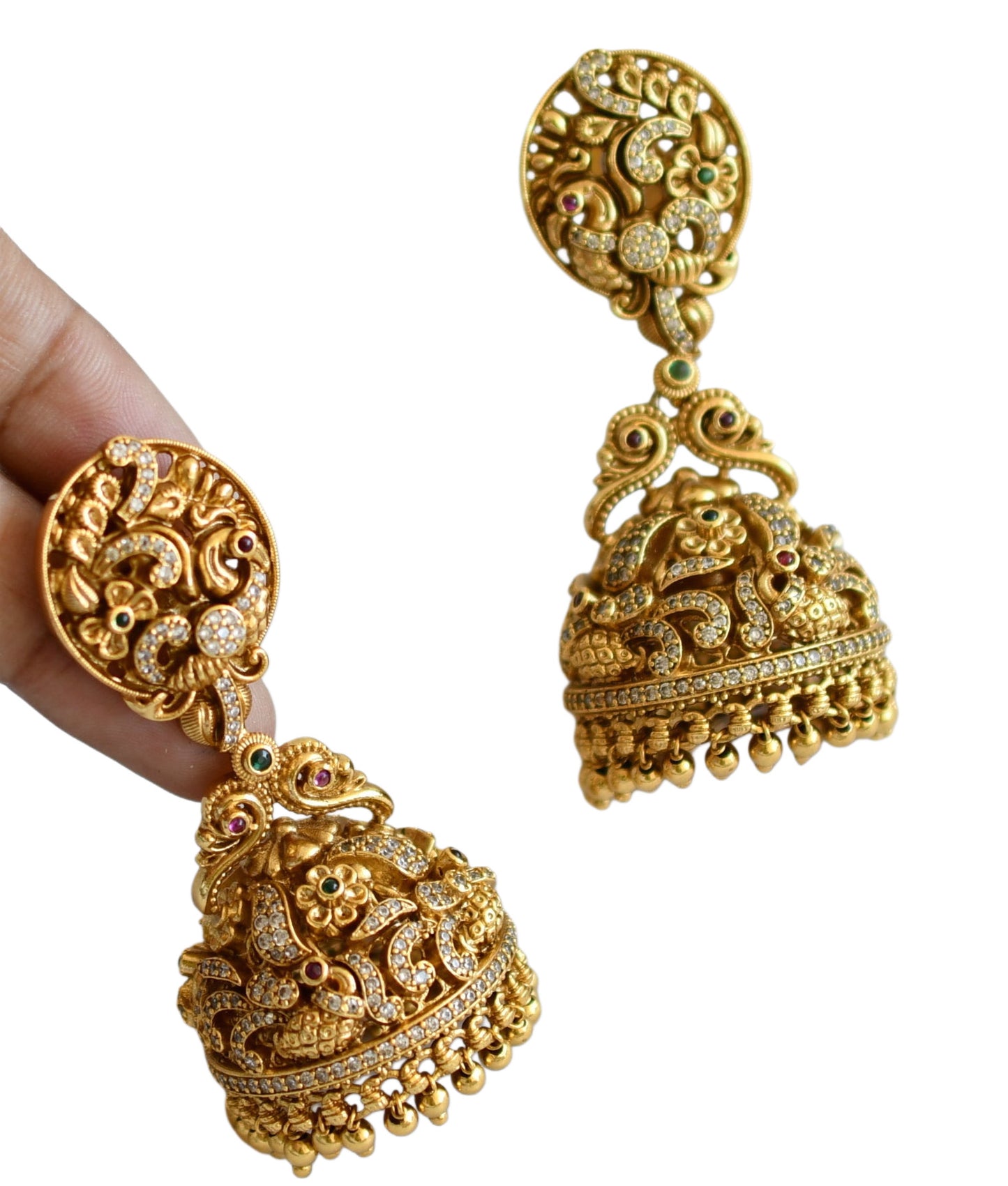 Bridal gold Jhumka Temple Finish Ethnic Traditional Earring F55