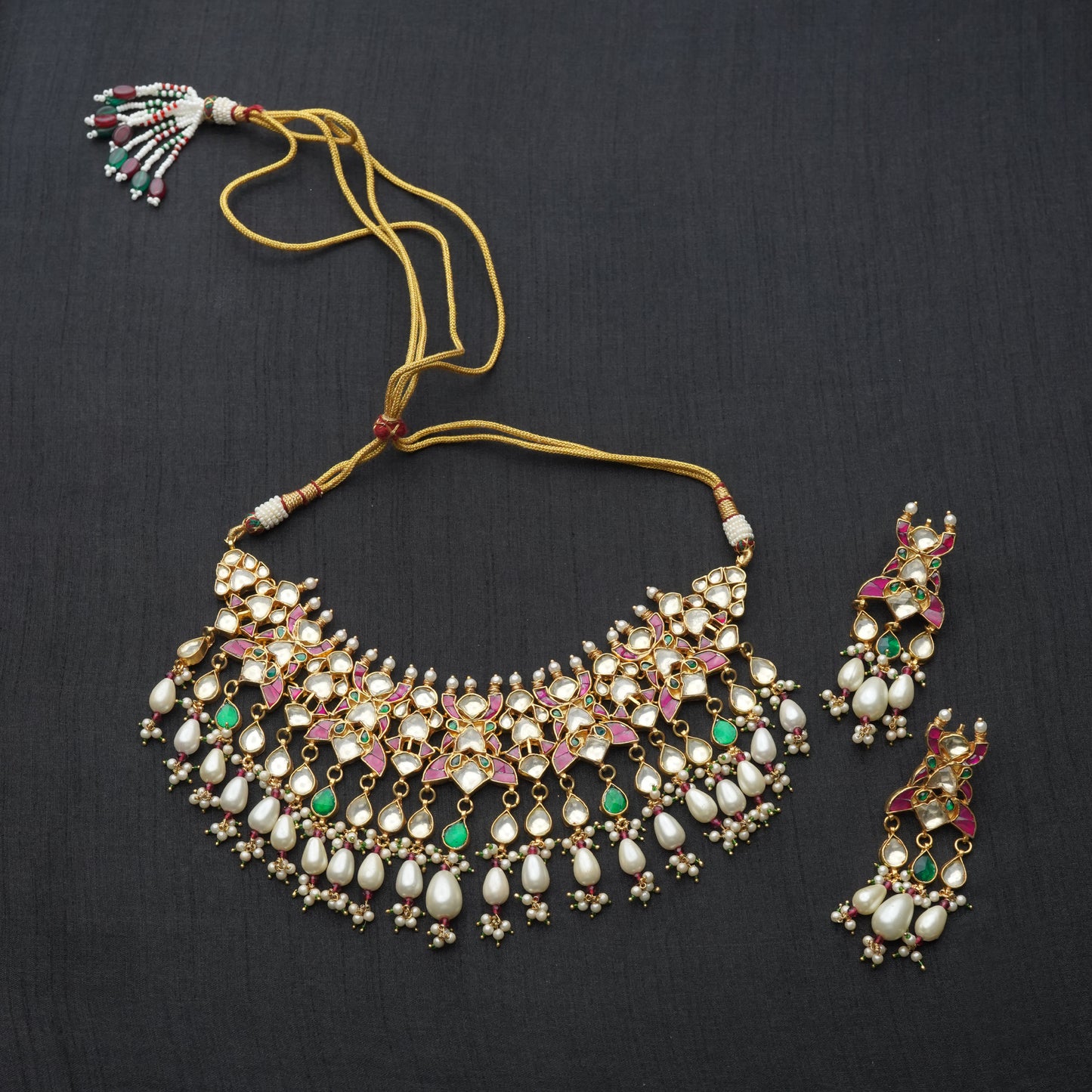 Bridal Kundan Pearl Traditional Wedding Necklace Set F50