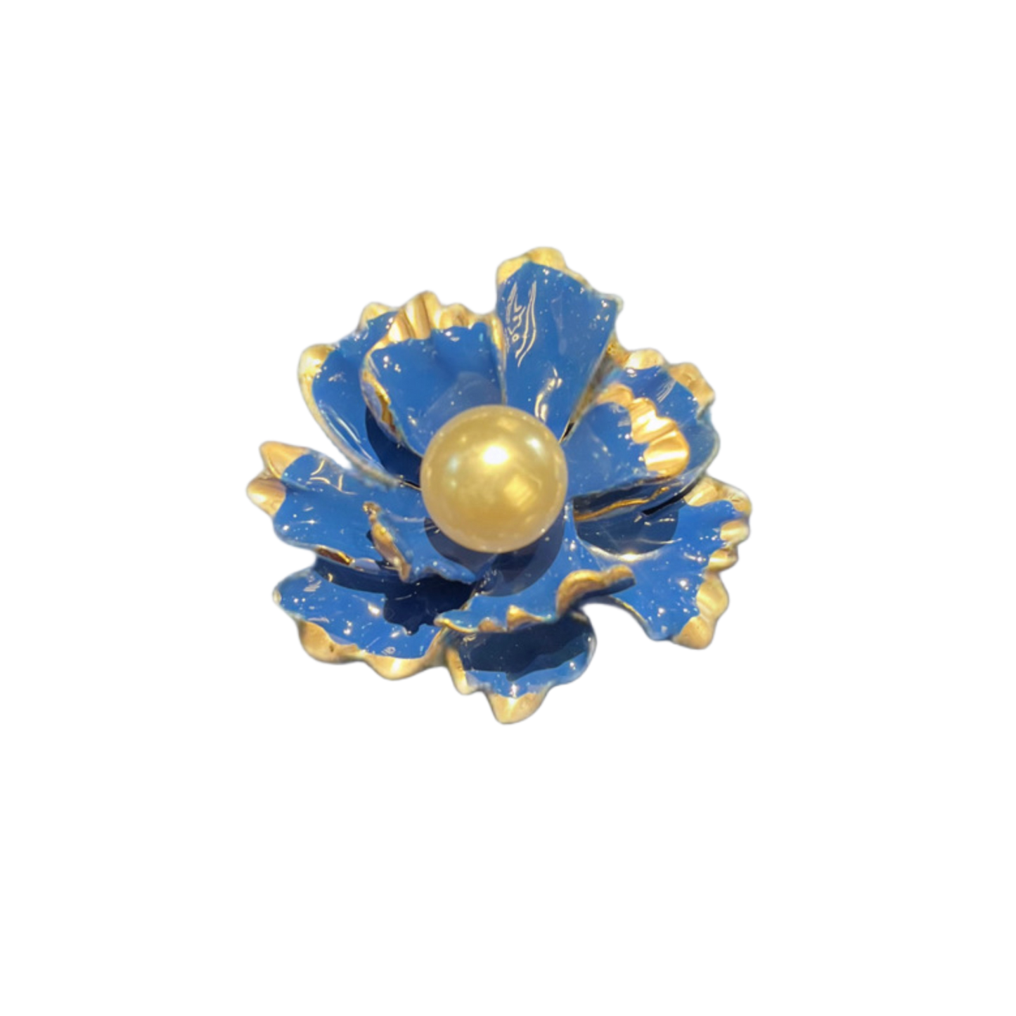LOLstudio Blue Pearl Flower Brooch Pin for Wedding, Engagement, Anniversary or Mother's Day, BlueLOLB190
