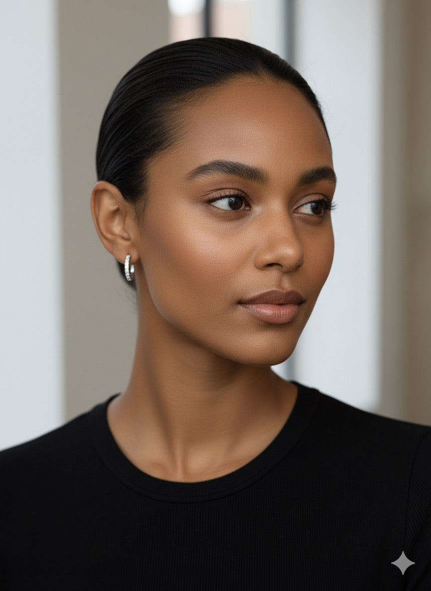 Small Hoop Zircon Silver Earrings
