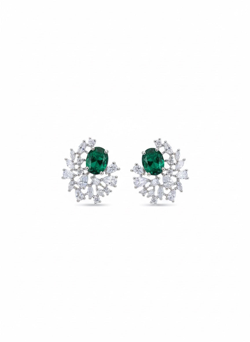 Emerald Zircon Diamond Stud Earring