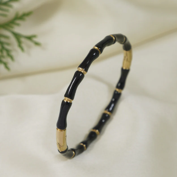 Black Evil Gold Cuff Bracelet Nazar Bangle (Anti Tarnish) F52