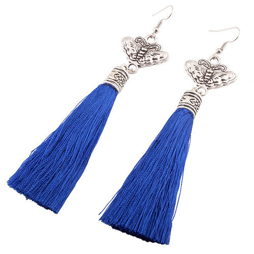 Silver Blue Tassel Fashion Earring F30