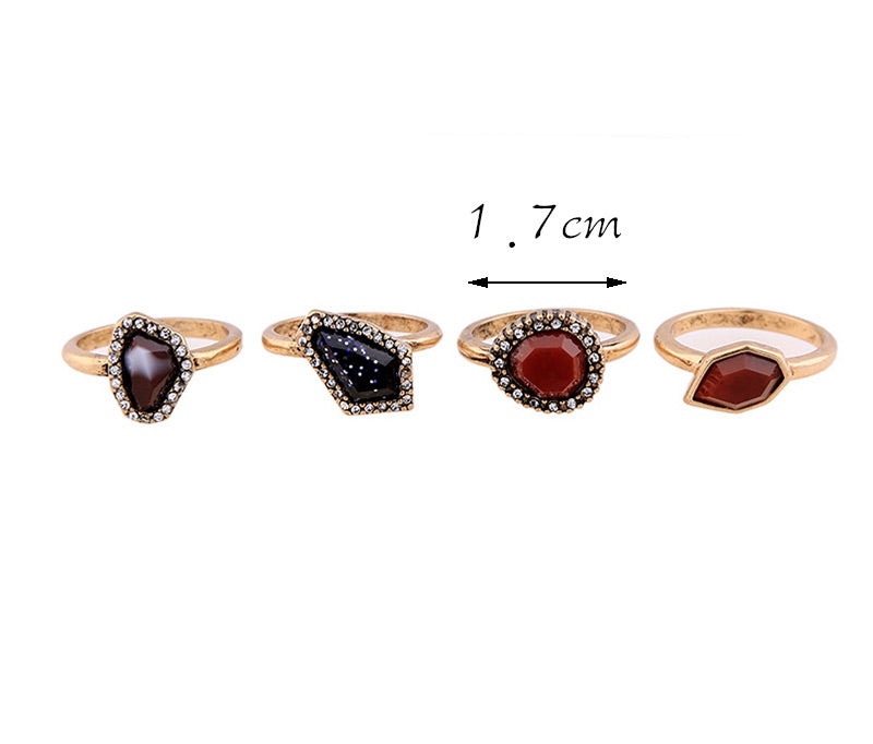 Bohemian Brass Set of 4 Rings F45