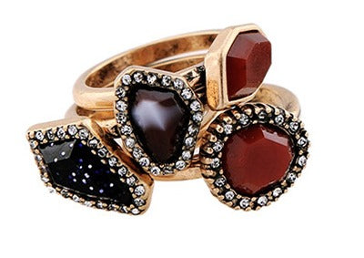 Bohemian Brass Set of 4 Rings F45