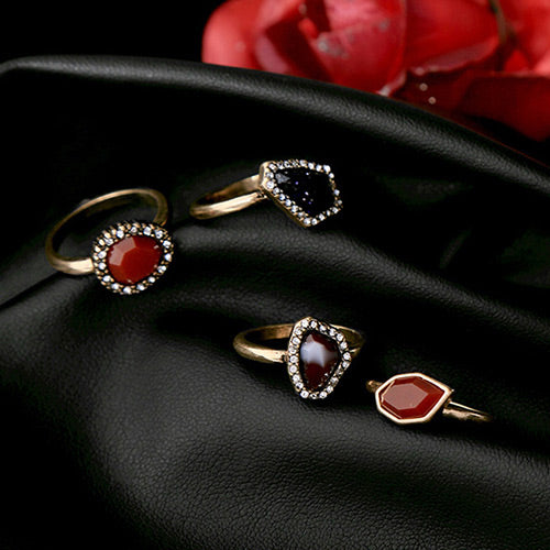 Bohemian Brass Set of 4 Rings F45