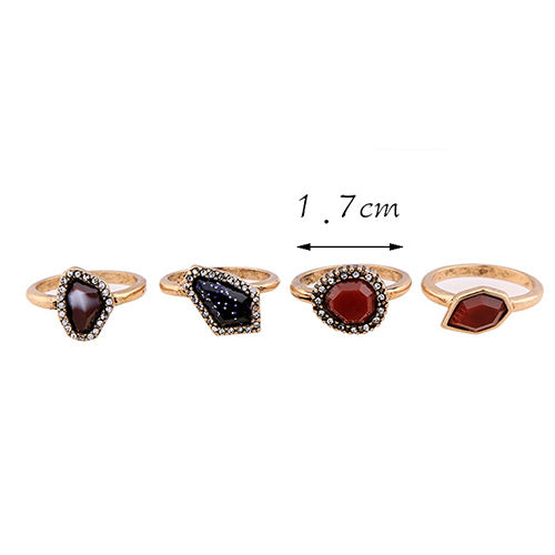 Bohemian Brass Set of 4 Rings F45