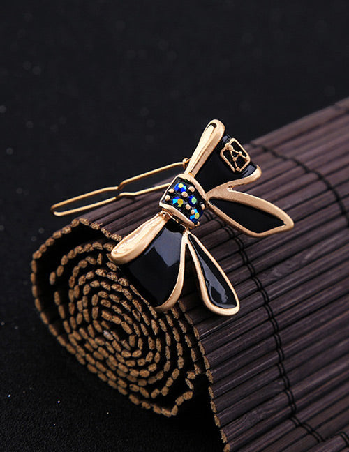 Midnight Bow Enamel Hair Pin