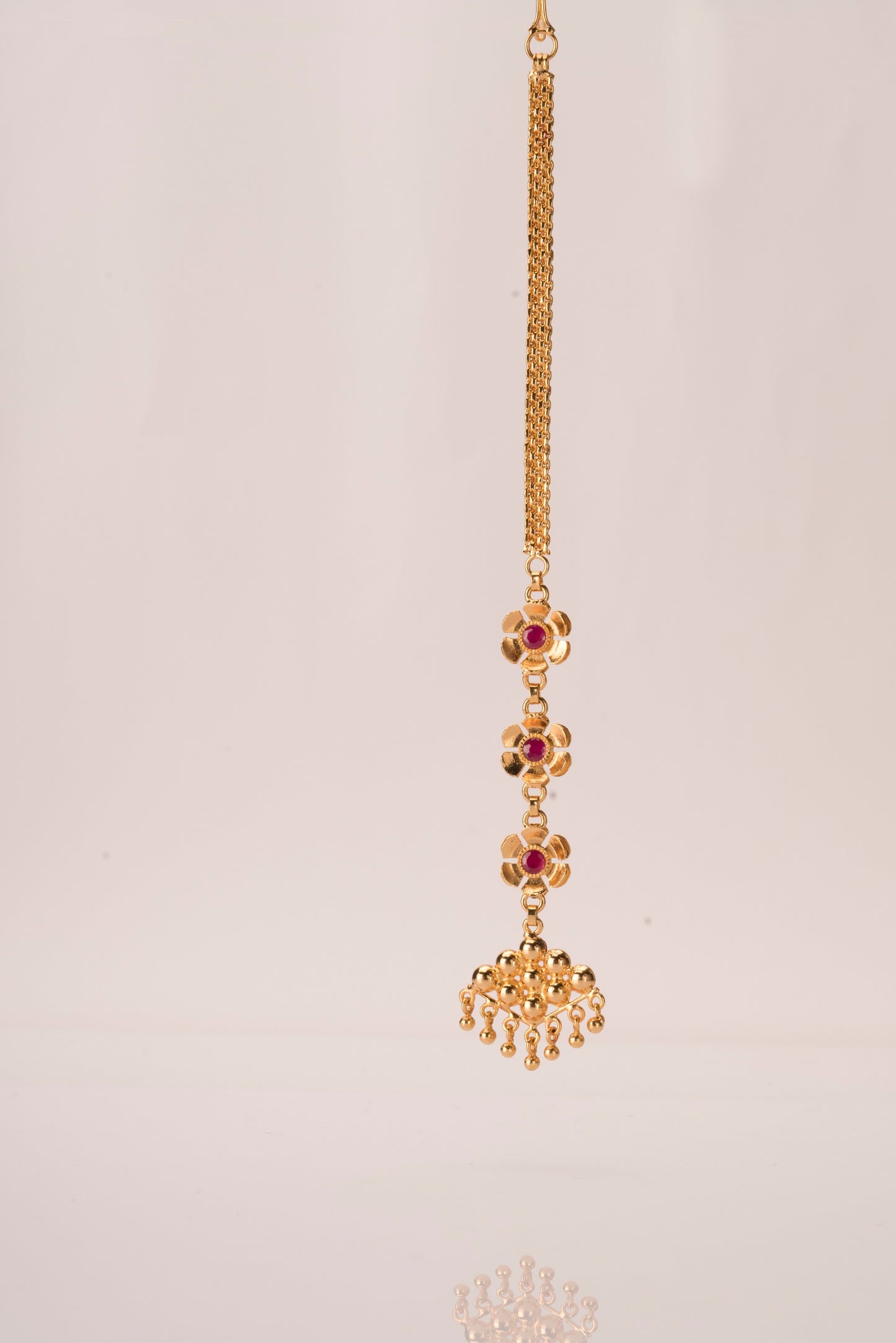 Ruby Red Gold Maang Tikka