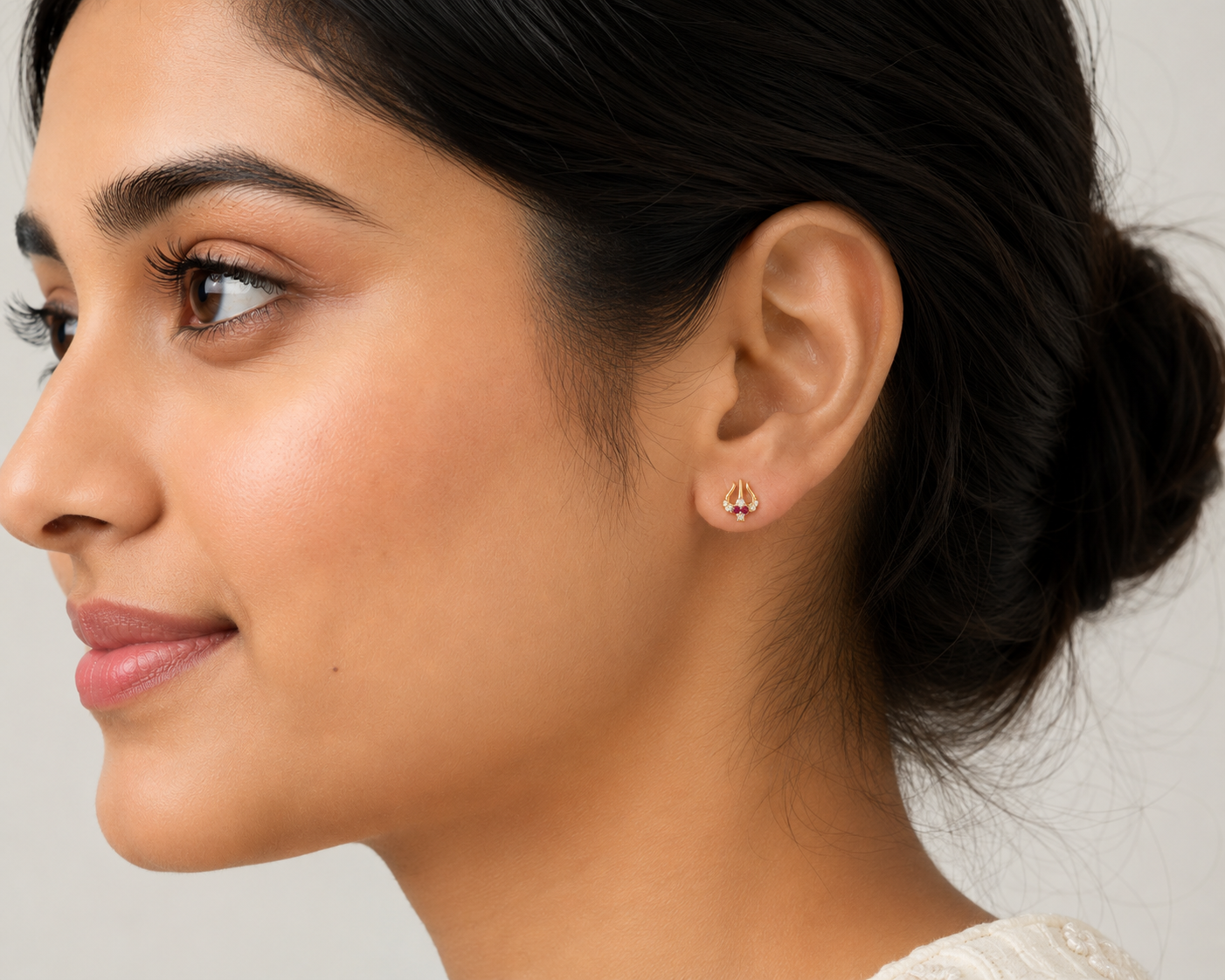 Trishul Ruby Stone Stud Earrings