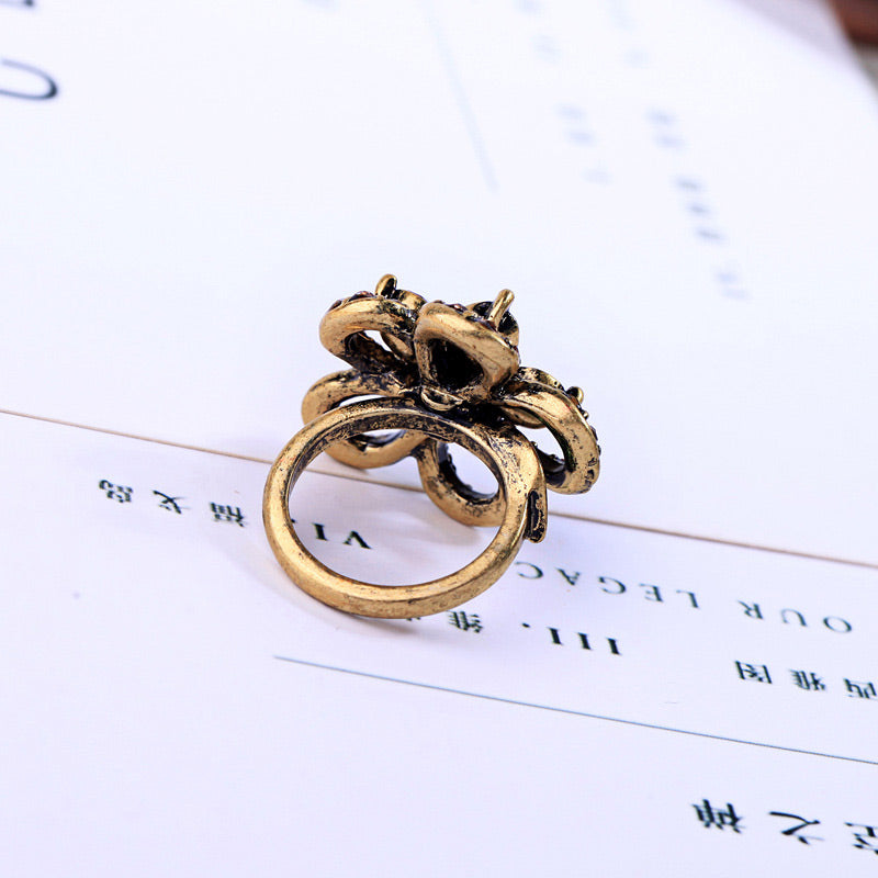 Ruby Blossom Antique Floral Ring