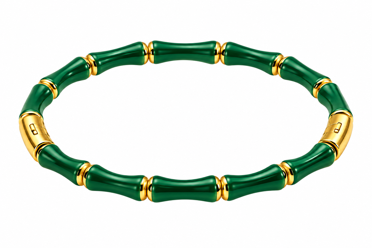 Emerald Bamboo Gold-Tone Bracelet – LOLSTUDIO