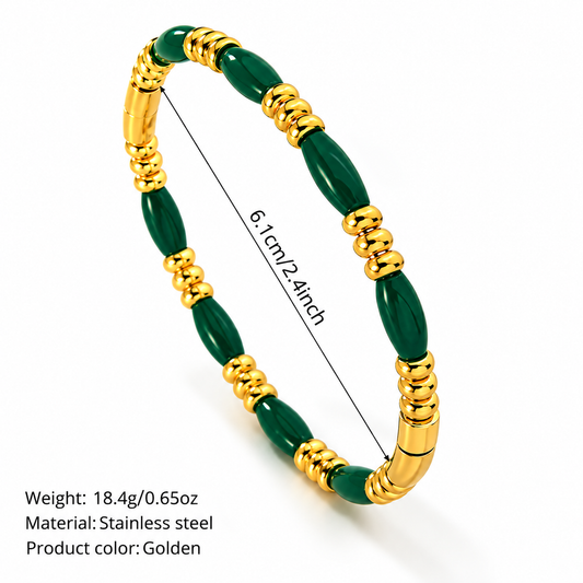 Emerald Green & Gold Beaded Bracelet – LOLSTUDIO