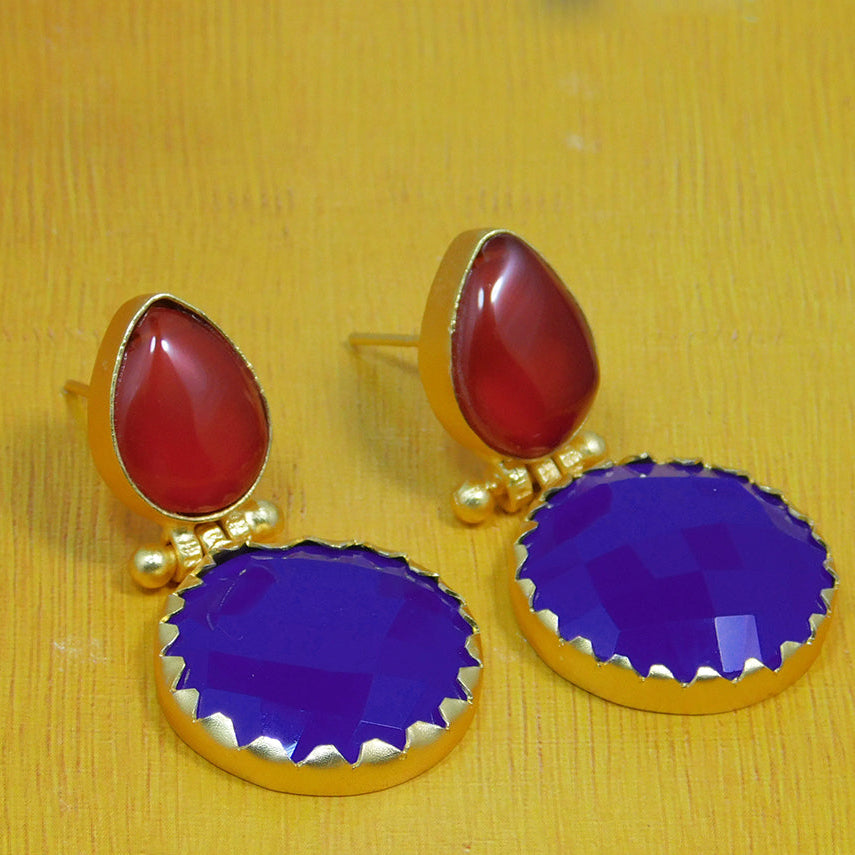 Blue Cocktail Maroon Dangle Fashion Earring