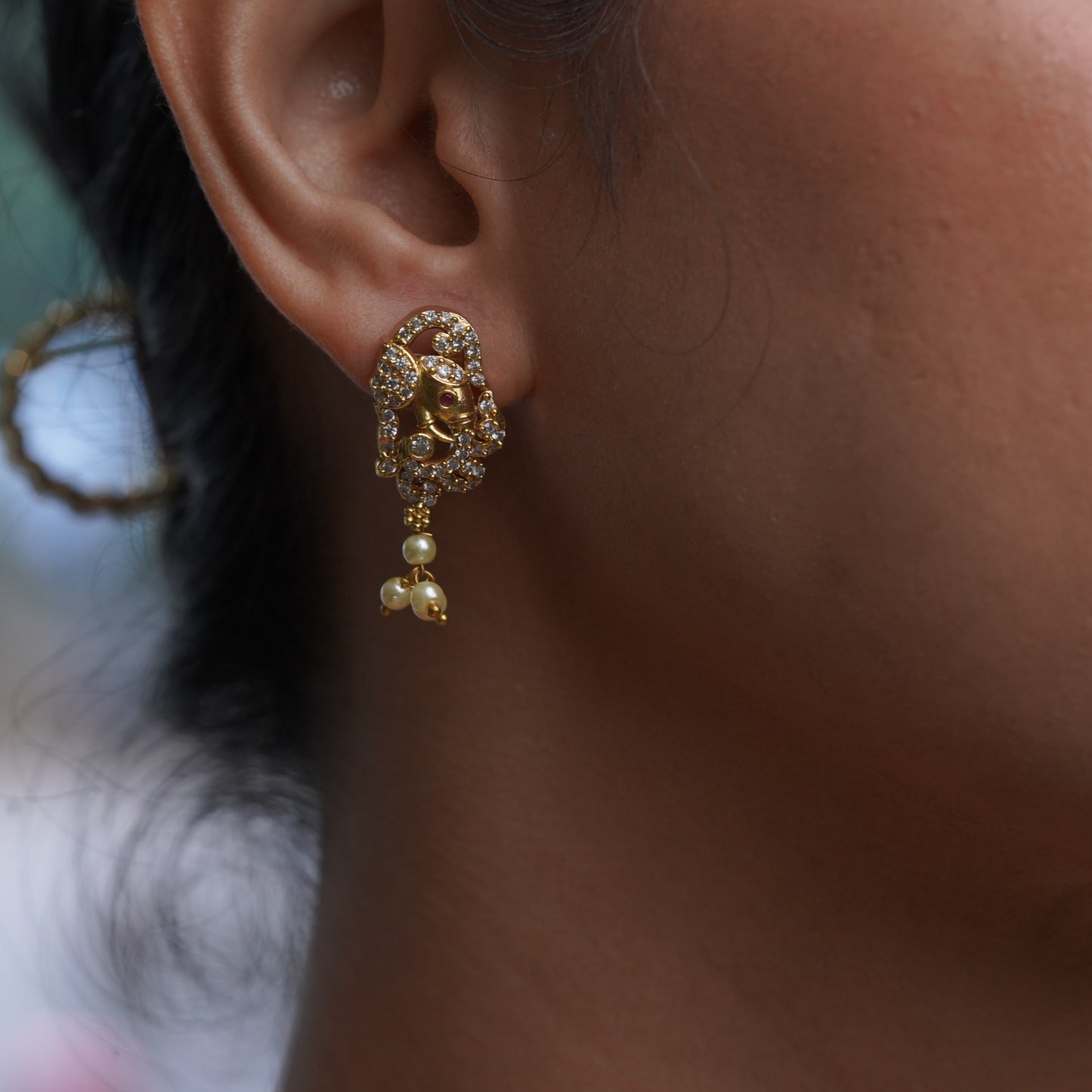 Pearl Cluster Zircon Diamond Fashion Statement Jewelry Set