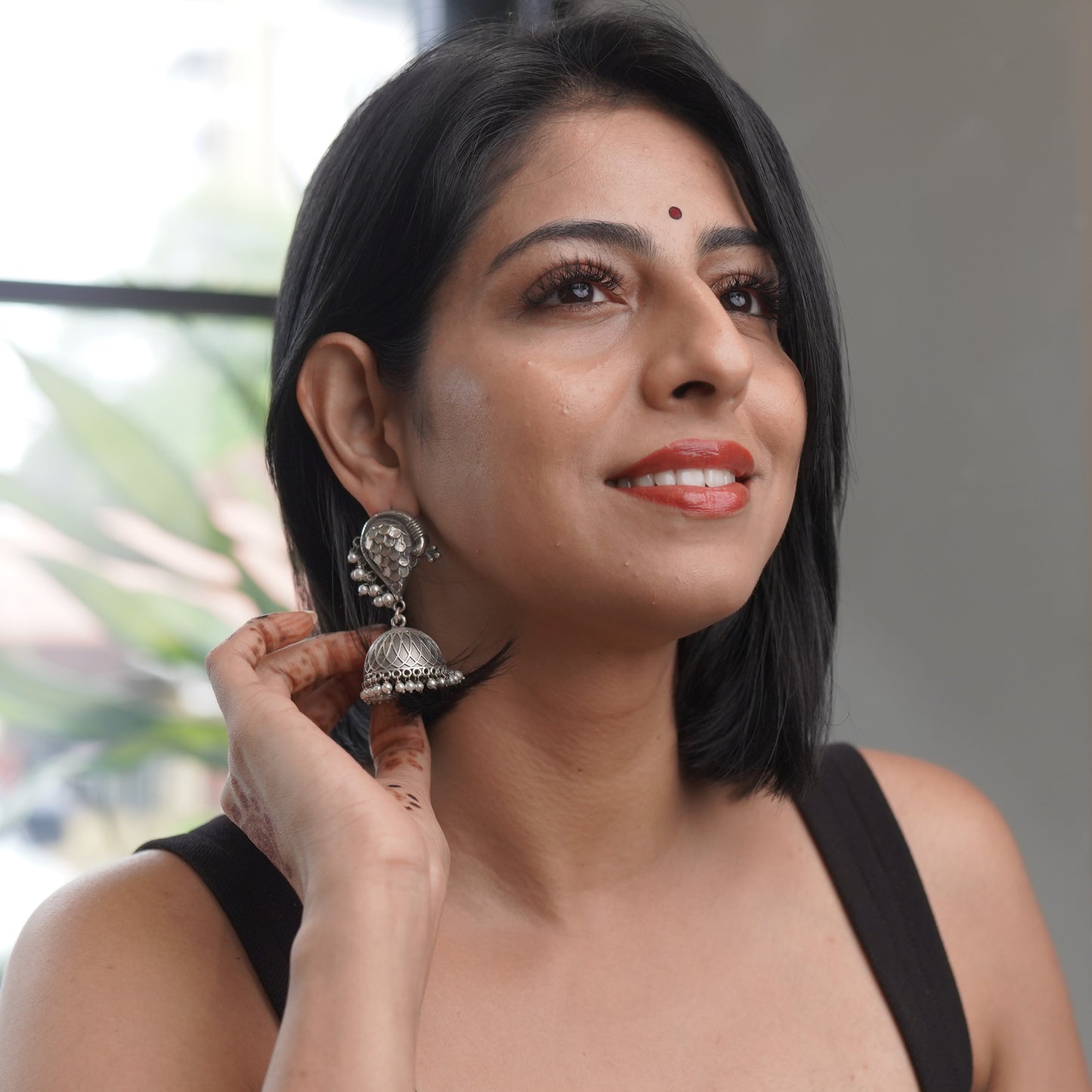 Silver Pearl Jhumkha Earring