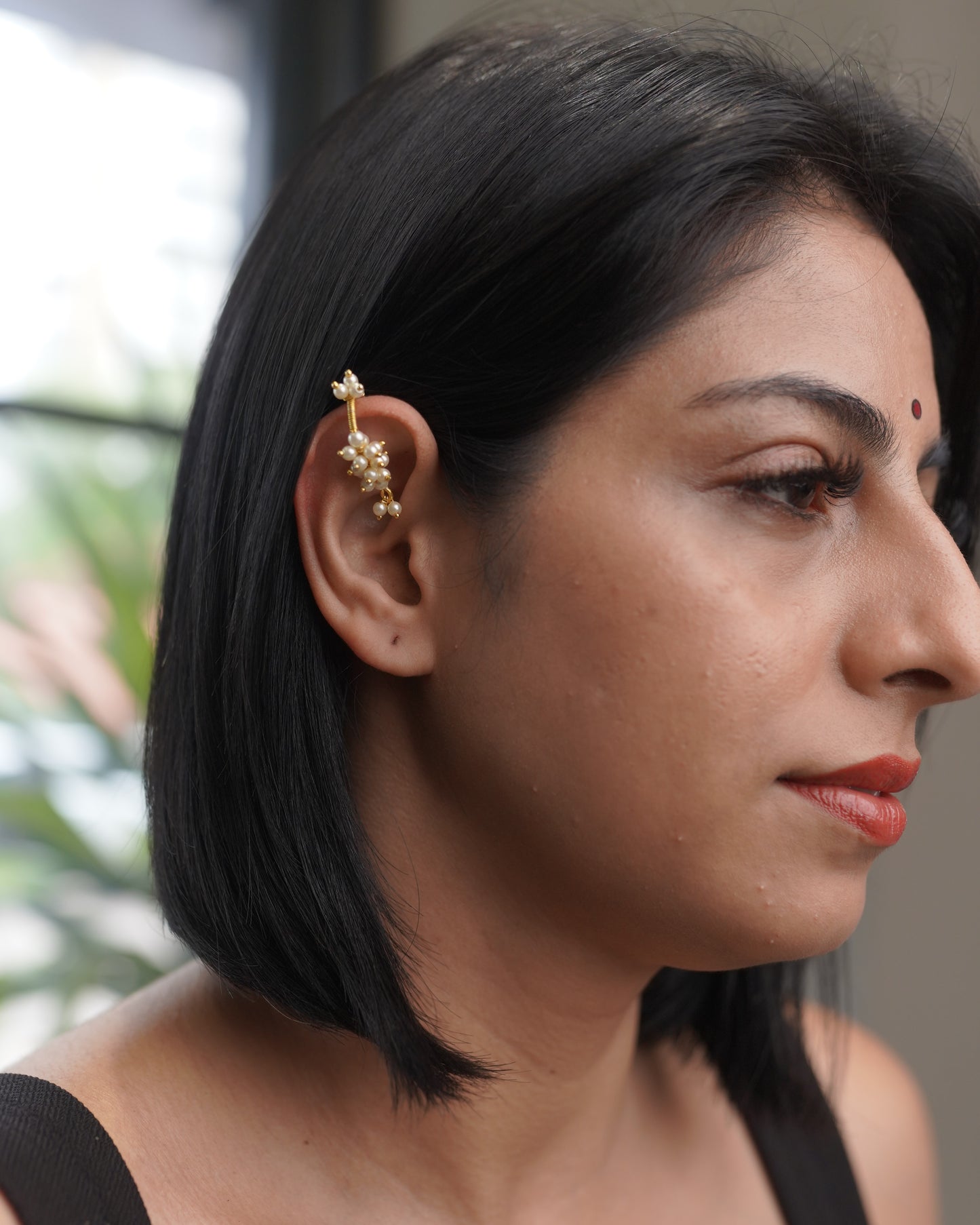 Pearl Non Pierced Koppu Bugadi Earring Traditional & Wedding Cuff Press F34