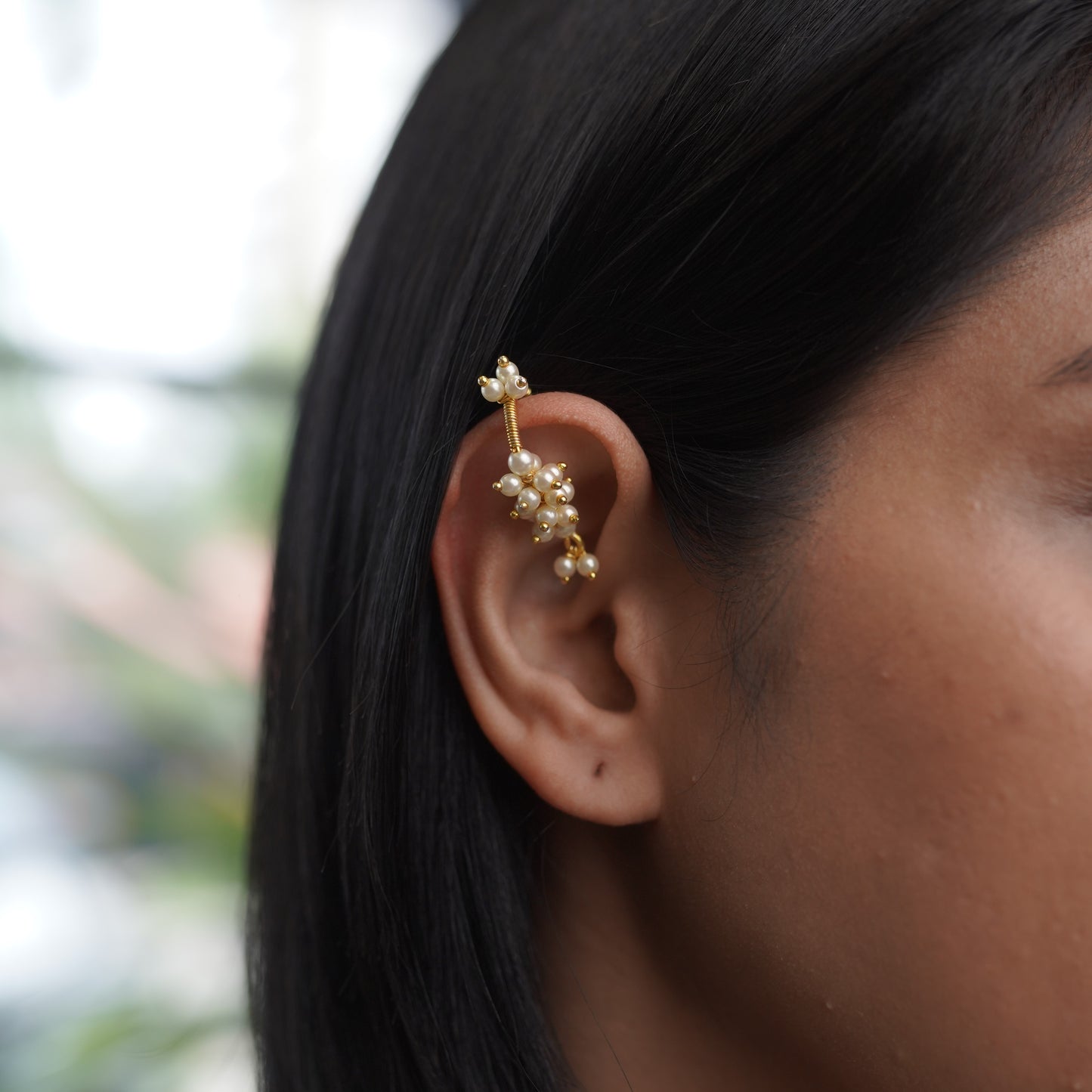Pearl Non Pierced Koppu Bugadi Earring Traditional & Wedding Cuff Press F34