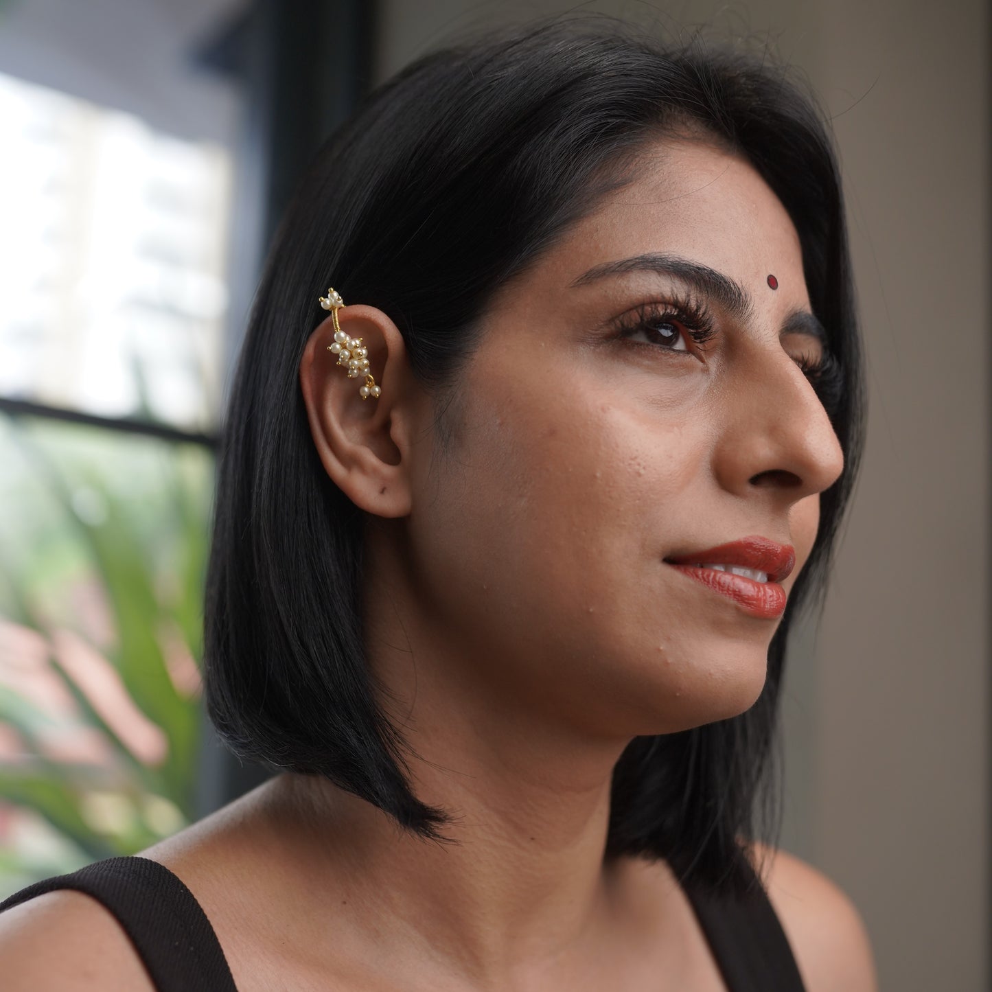 Pearl Non Pierced Koppu Bugadi Earring Traditional & Wedding Cuff Press F34