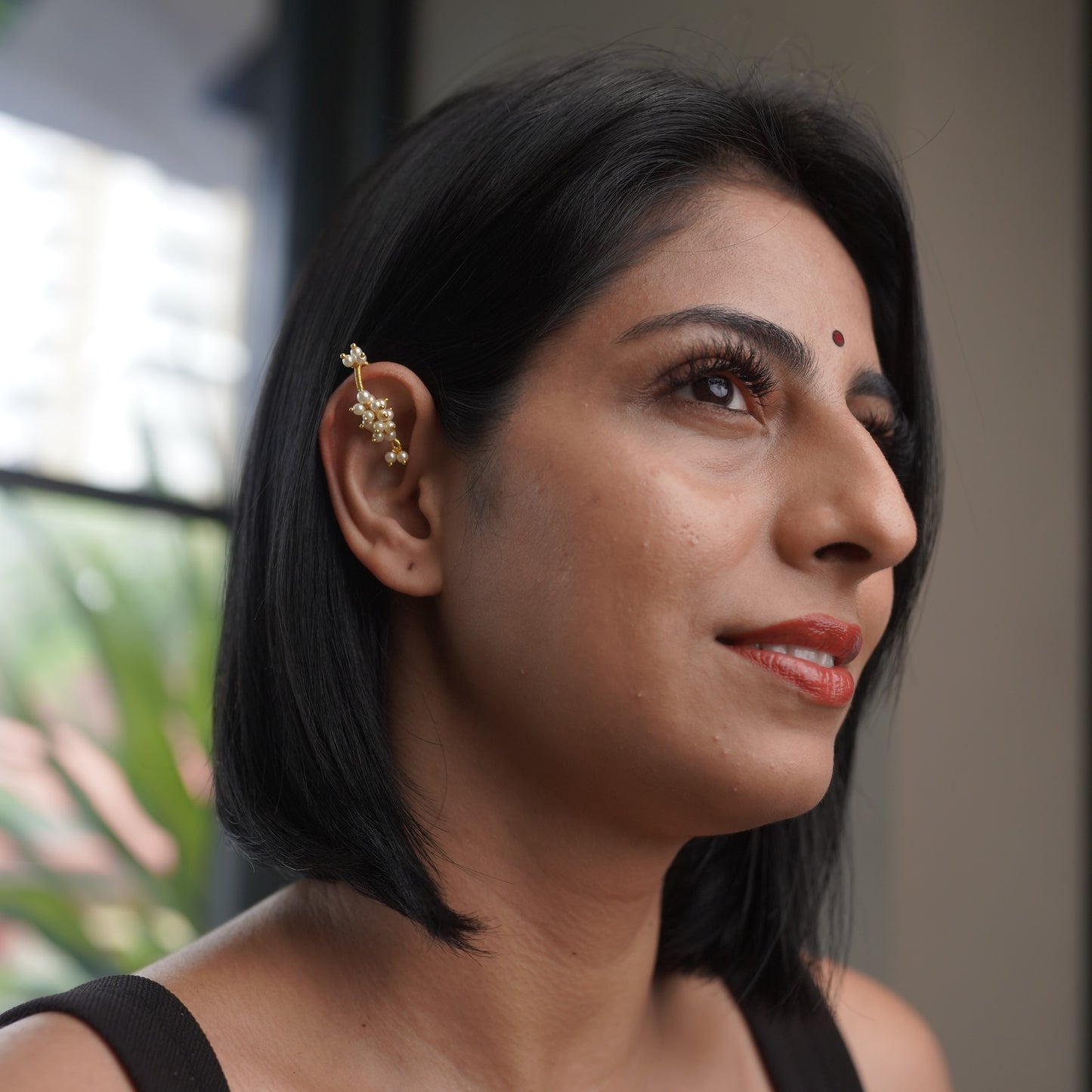 Pearl Non Pierced Koppu Bugadi Earring Traditional & Wedding Cuff Press F34