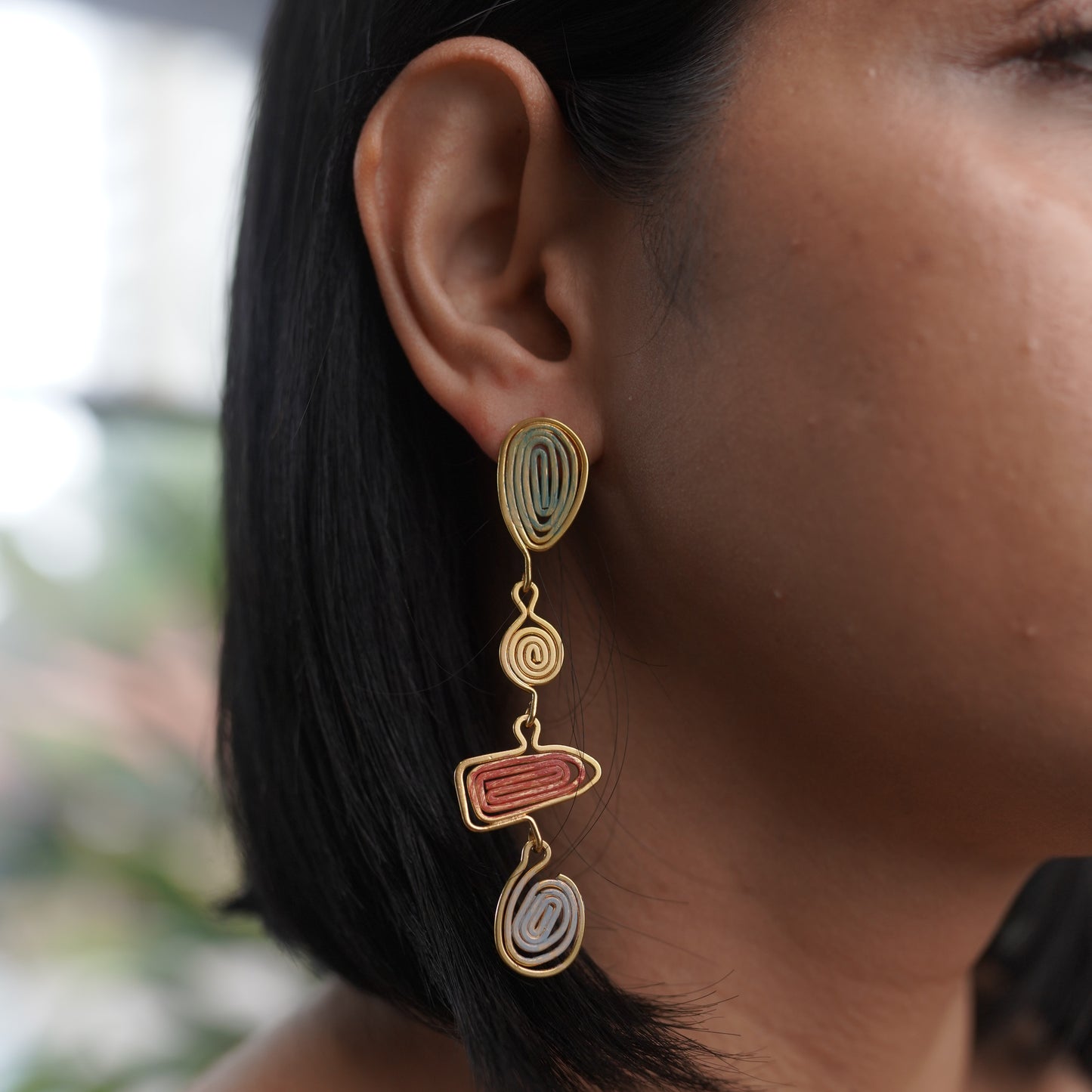 Bohemian Gold and Colorful Fashion Statement Earring