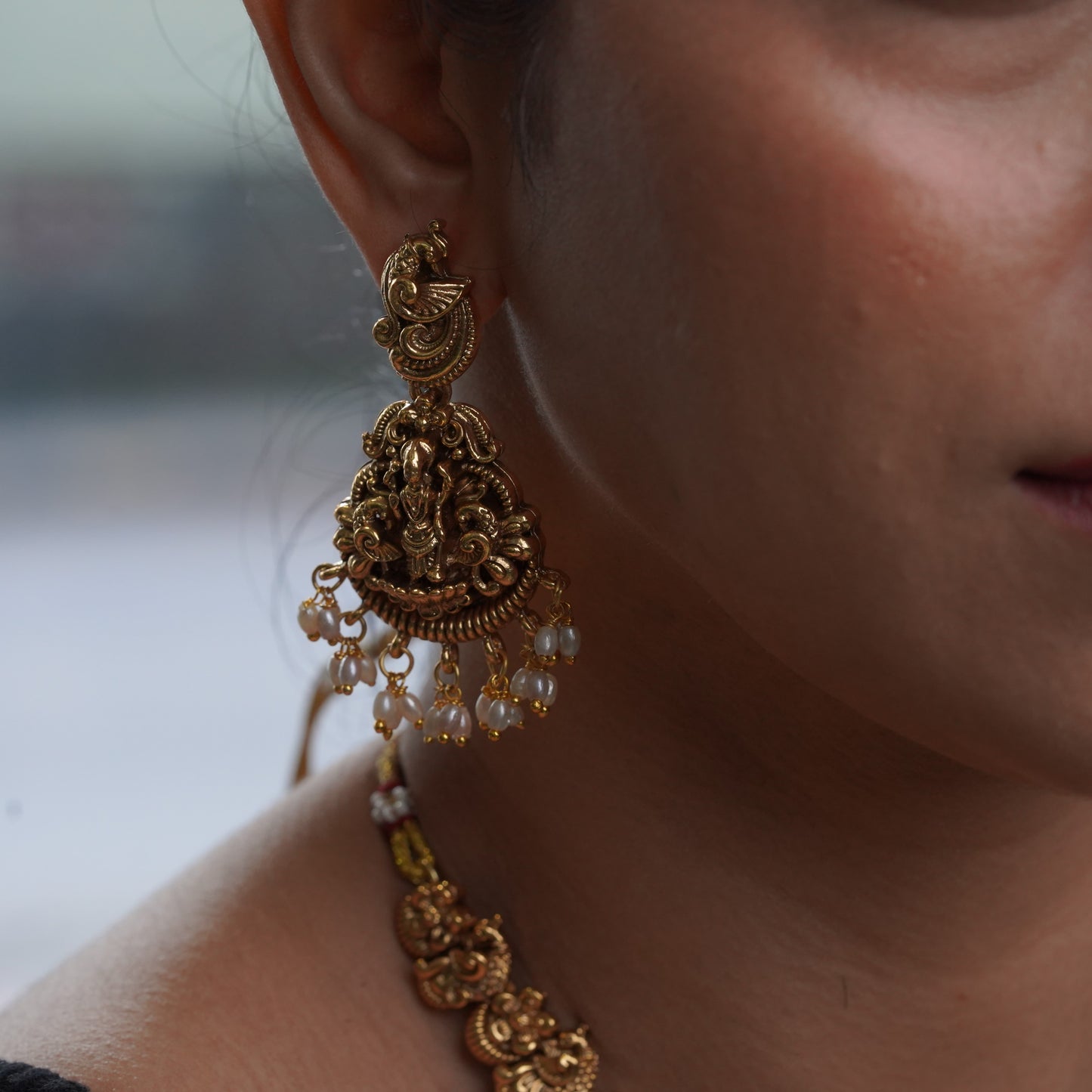 Laxmi Gold Antique Style Wedding Statement Jewellery Set