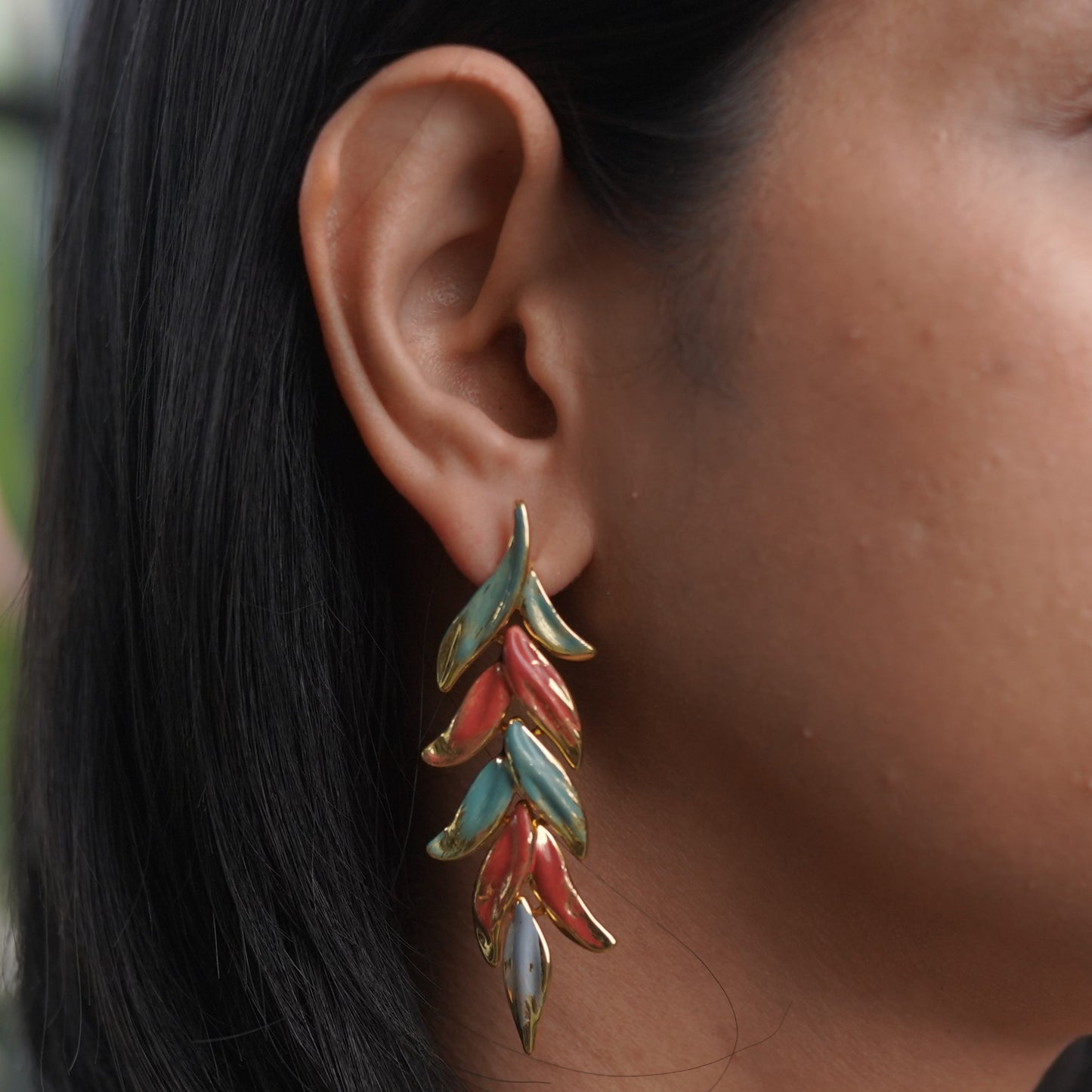 Color Leaf Shape Fusion Statement Earring