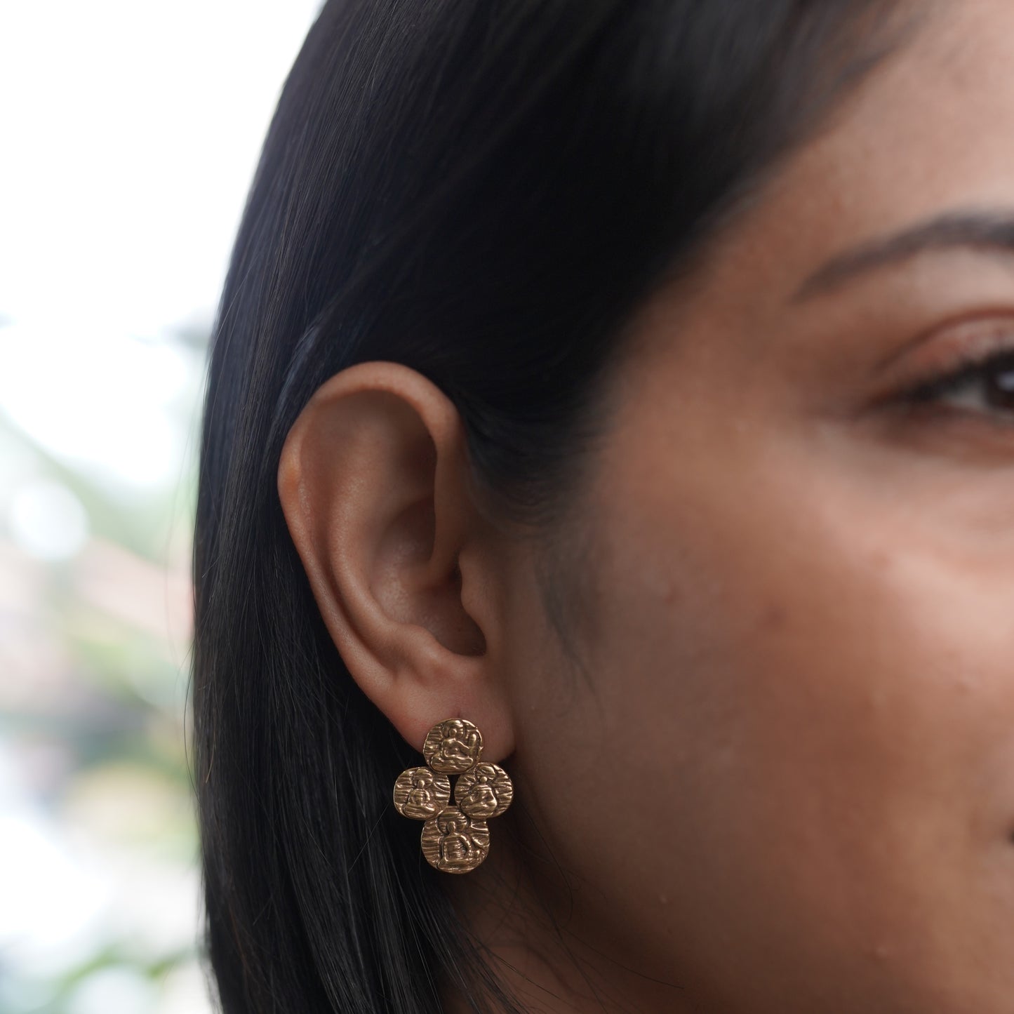 Monk Design Brass Tribal Stud Earring