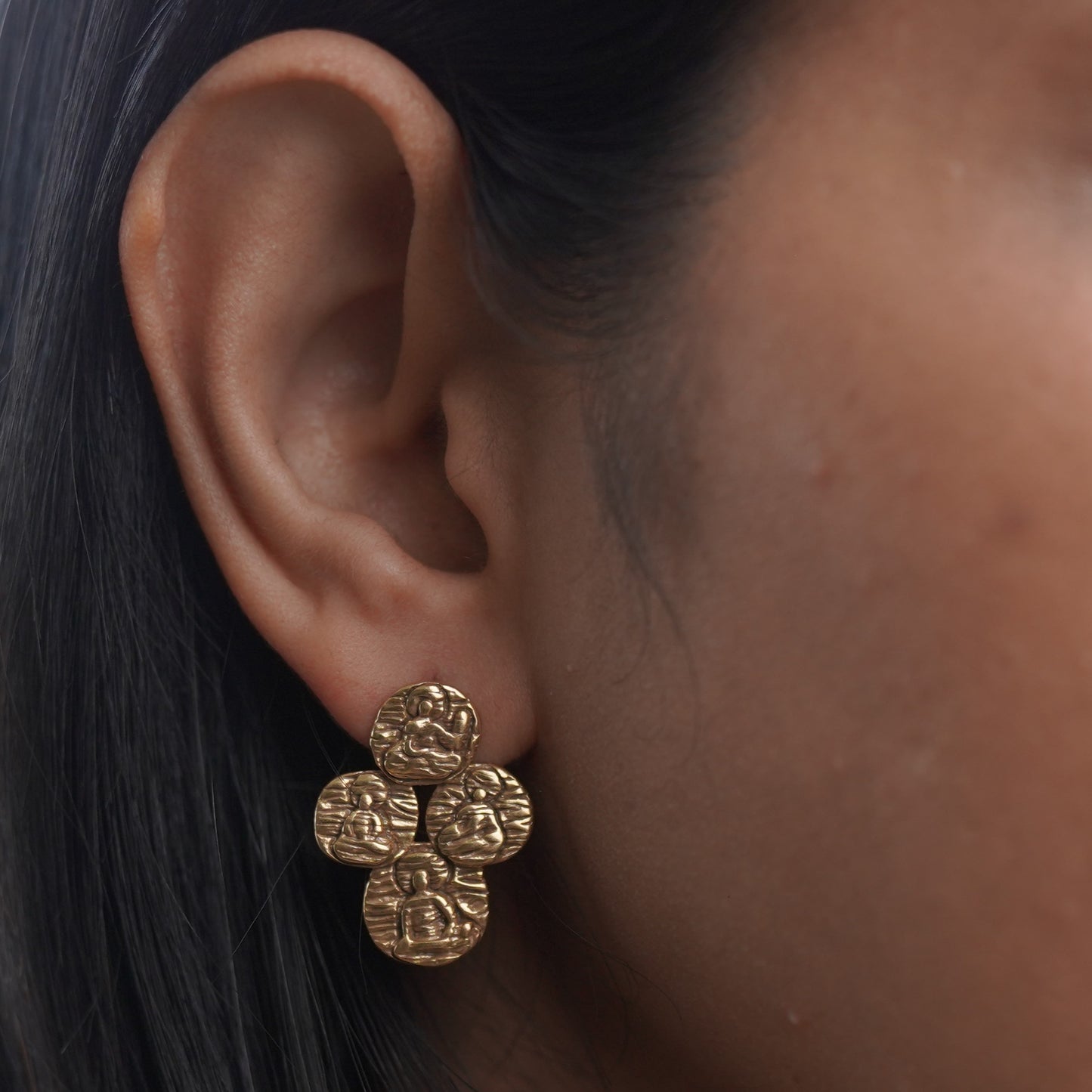 Monk Design Brass Tribal Stud Earring