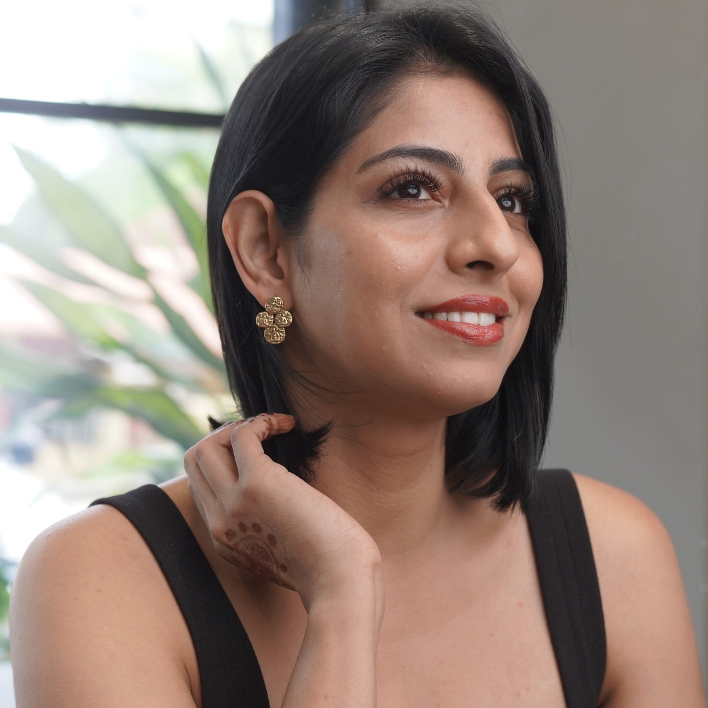 Monk Design Brass Tribal Stud Earring