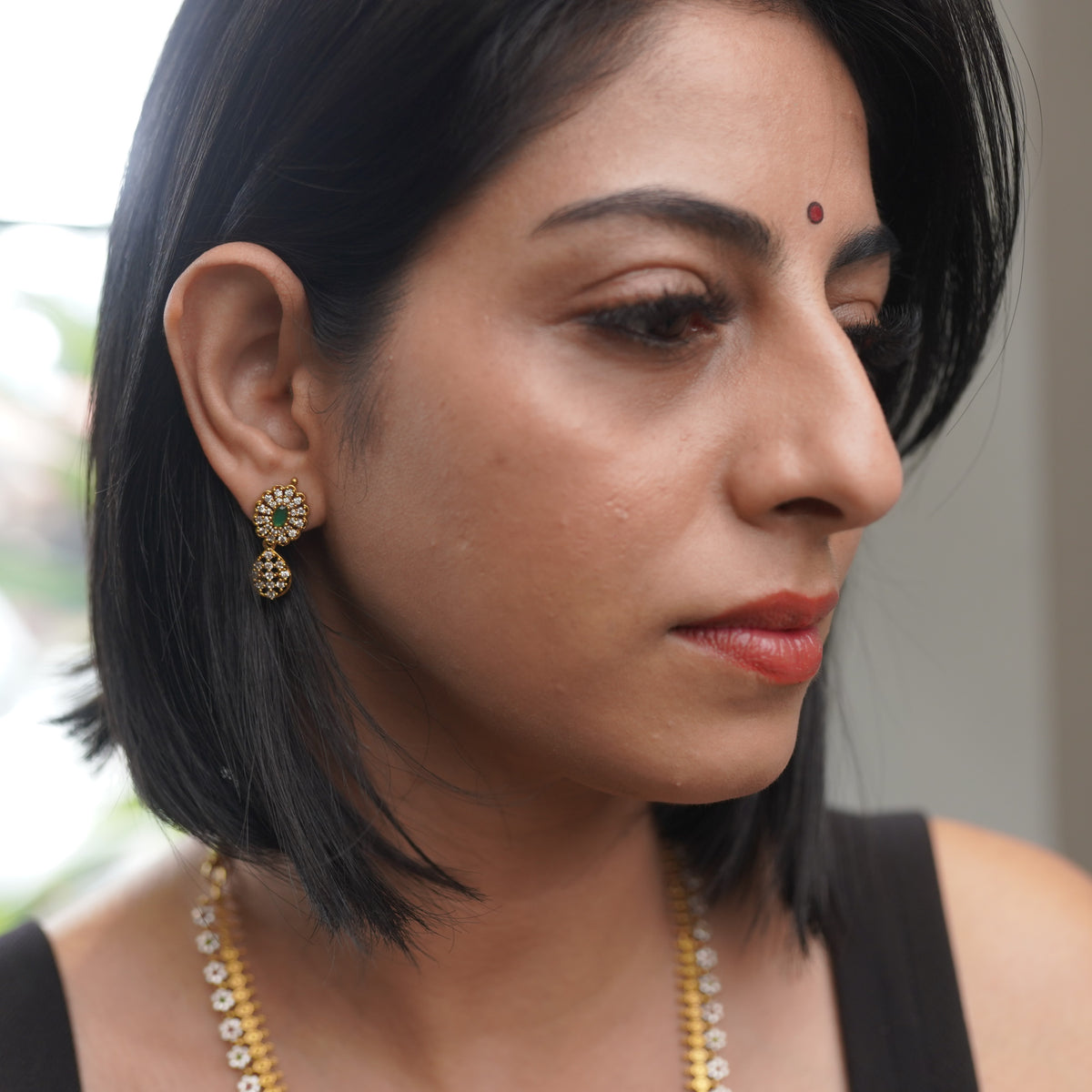 Dewdrop Floral Long Necklace & Earring Set