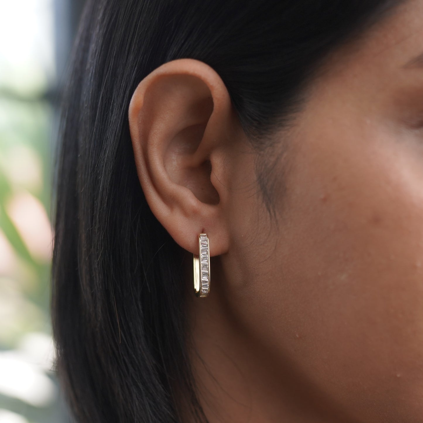 Two Way Gold and Zircon Diamond Hoop Earring