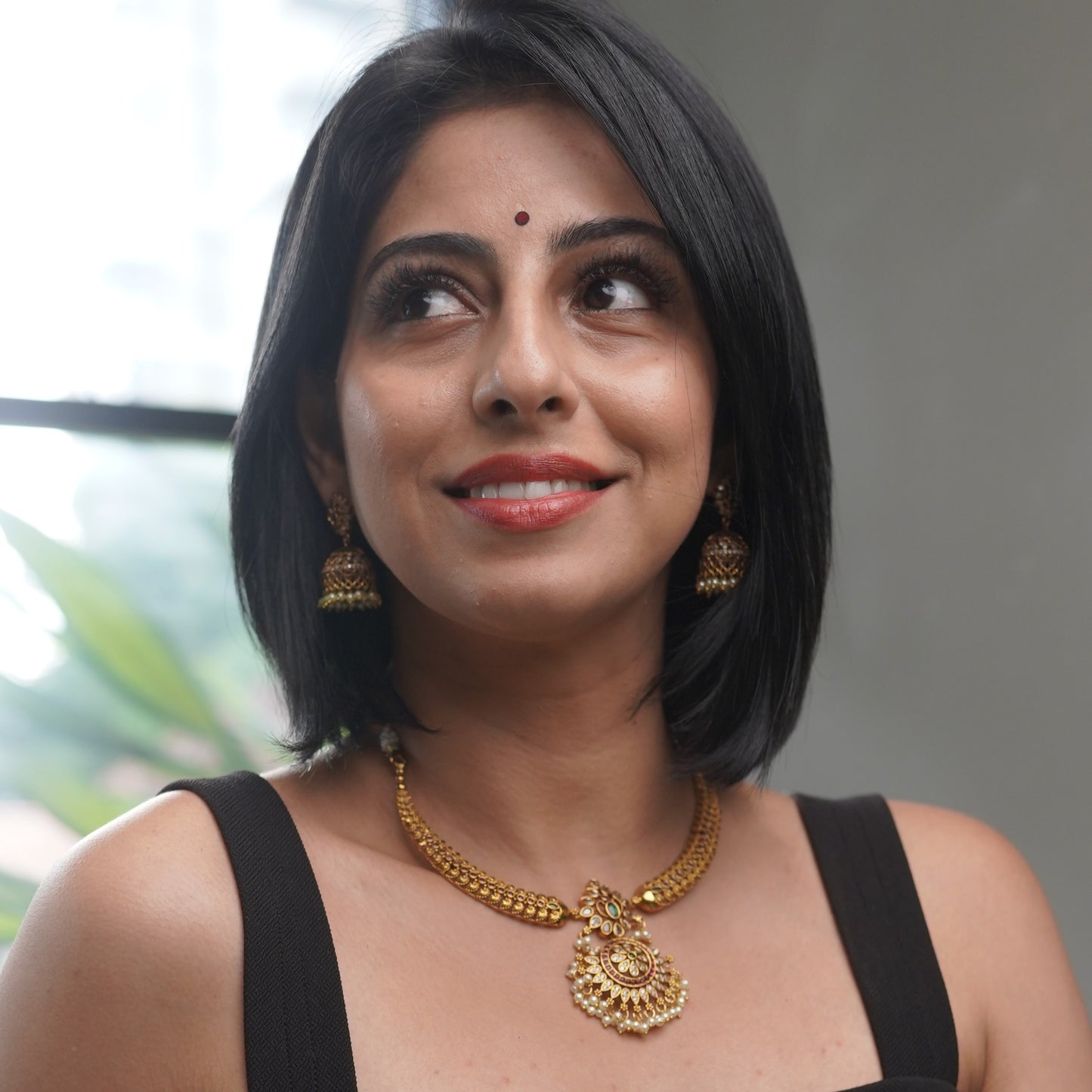 Gold Pearl Wedding Traditional Necklace Jewelry Set
