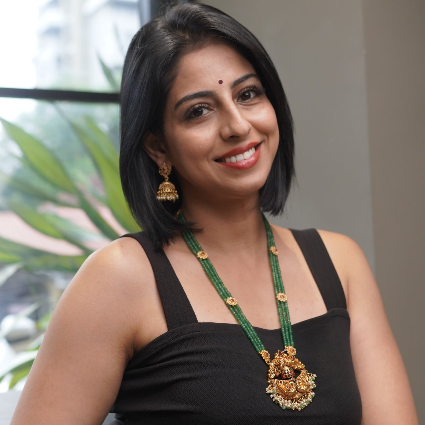 Green Emerald Bead Traditonal Wedding Bead Jewelry Necklace Set