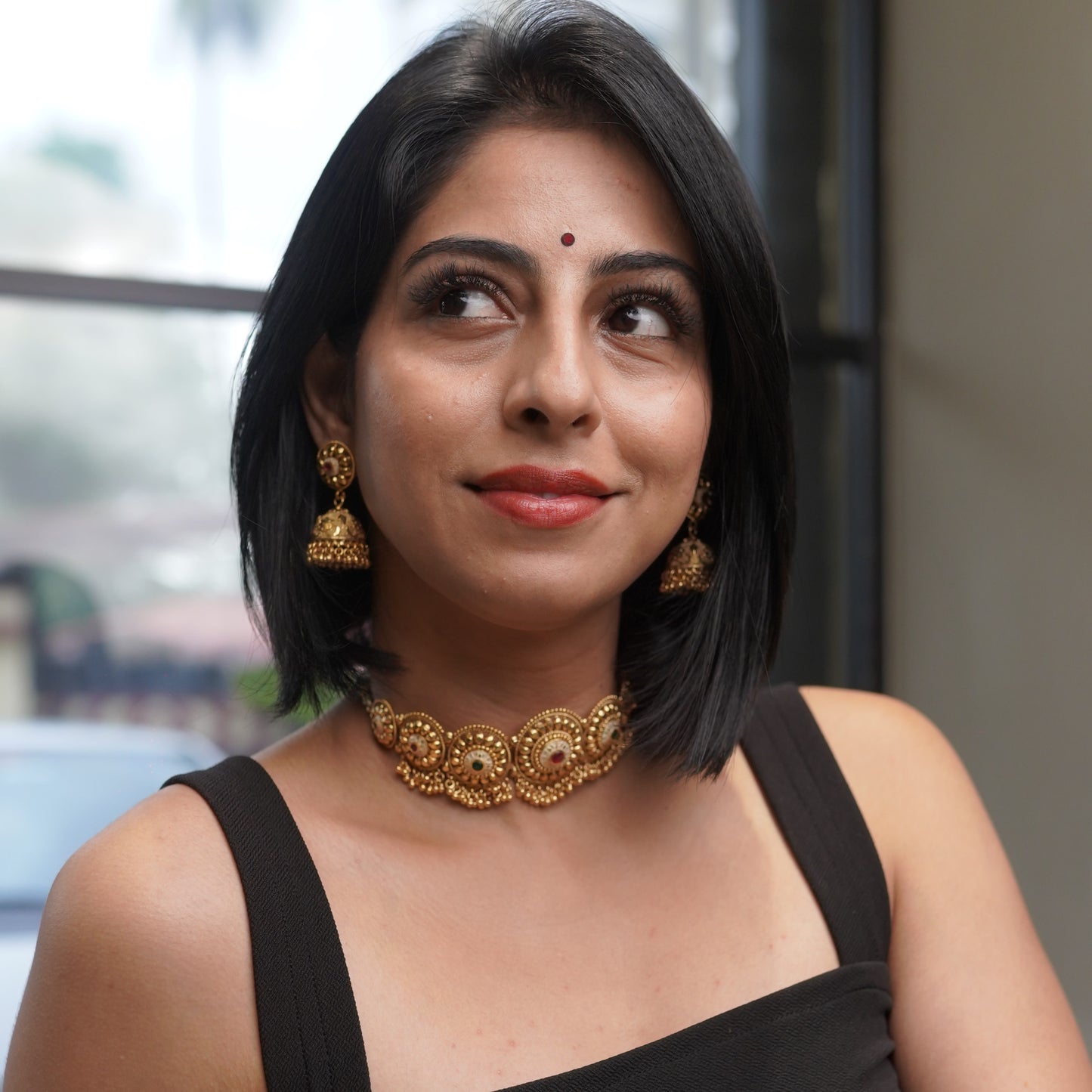 Gold Traditional Choker Bridal Jewelry Set