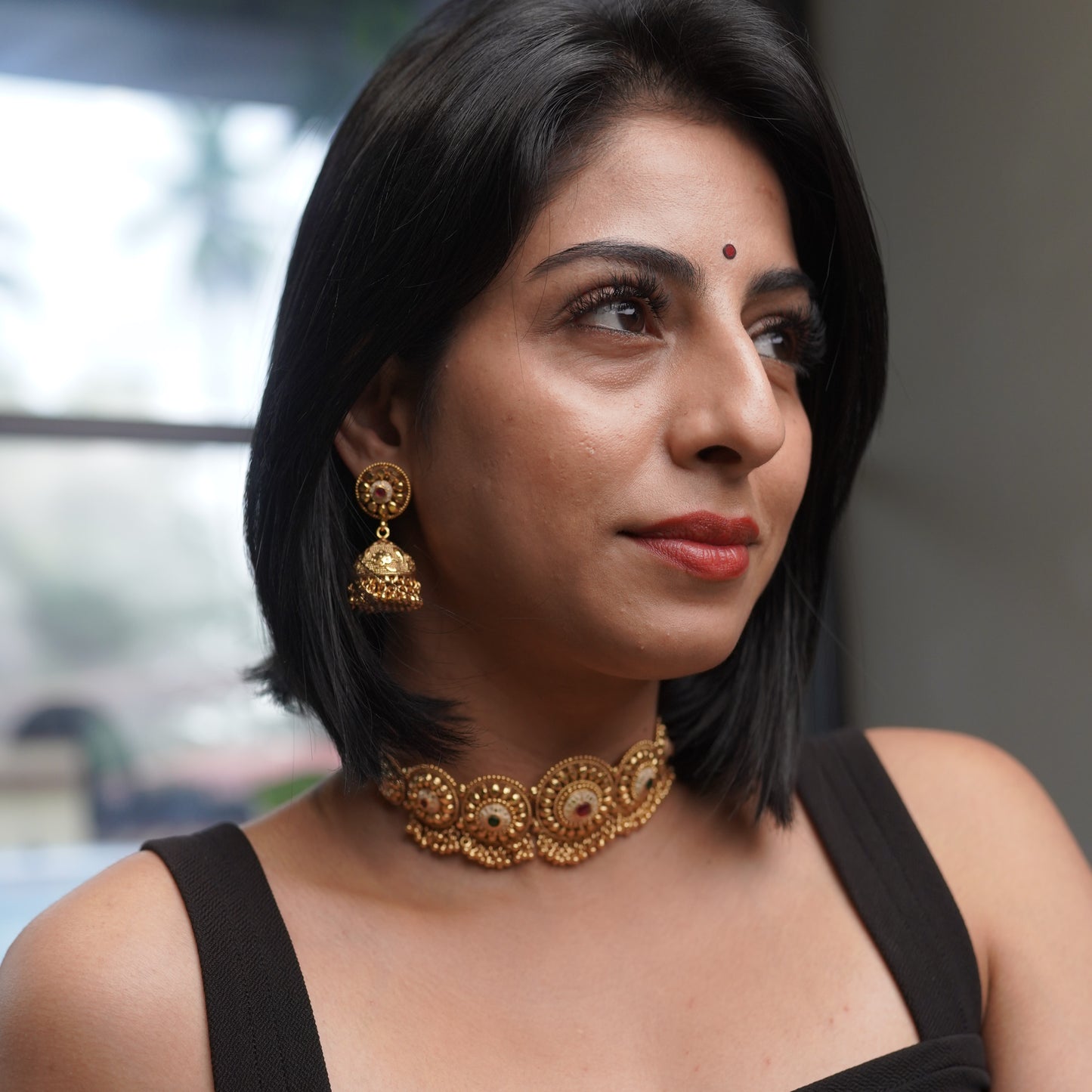 Gold Traditional Choker Bridal Jewelry Set