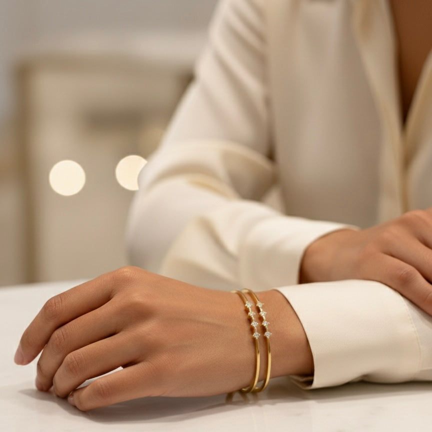 Radiant Elegance: The Dual-Band Starlight Bangle (Price for Pair - Size 2.4)
