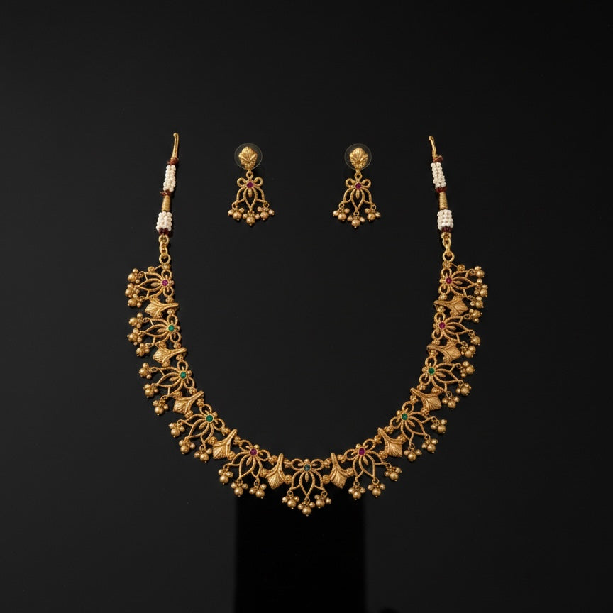 The Swarna Kamal Antique Gold Necklace Set